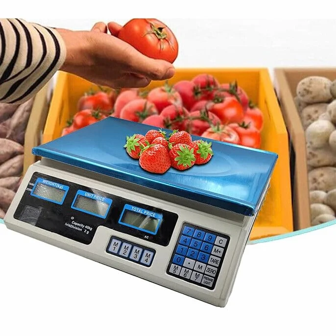 Bilancia Elettronica Digitale da Banco 40 kg 200 gr, Sensibilità 2 gr, Display LCD, Funzione Tara, Piatto Acciaio