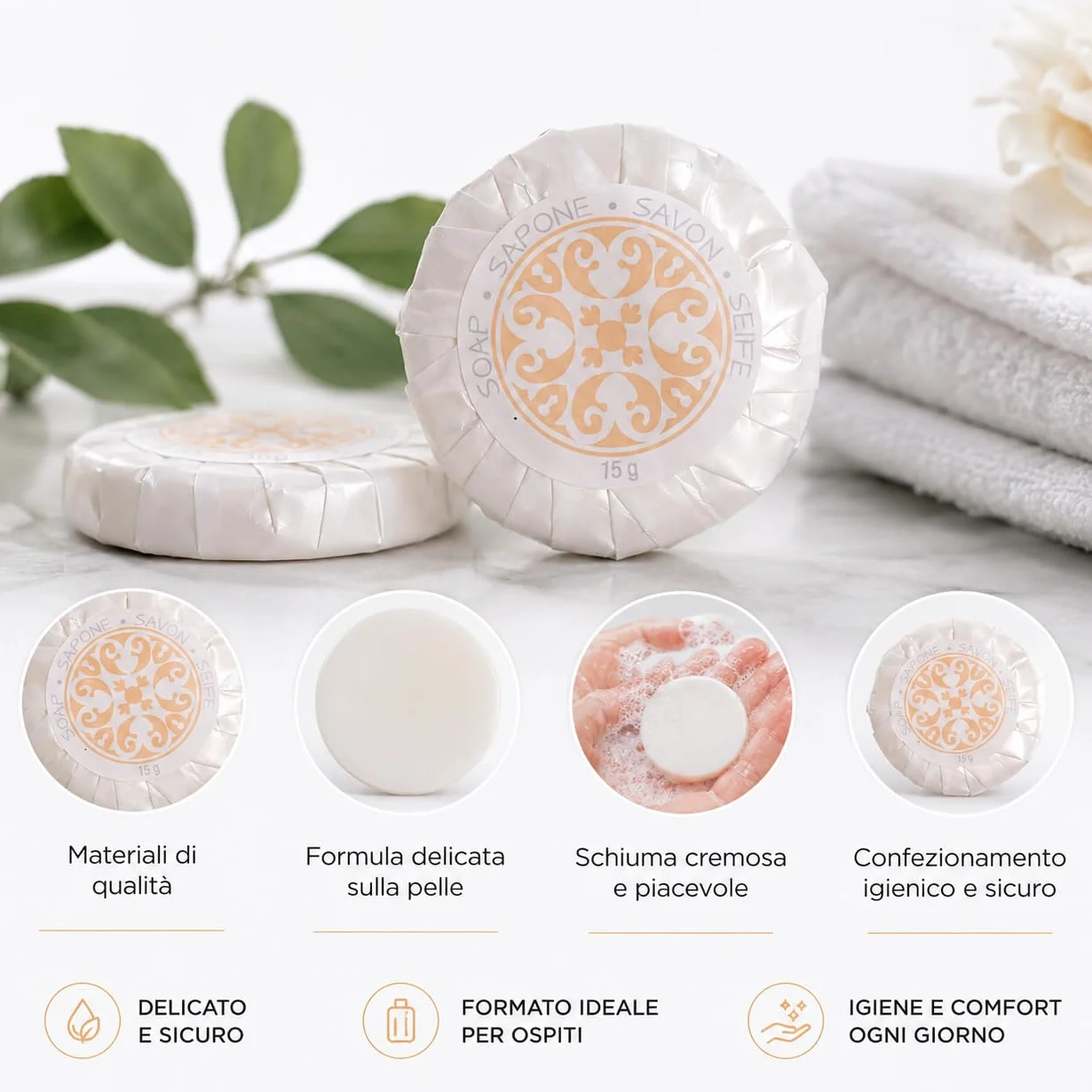 Saponette monouso hotel 15 gr linea cortesia per albergo B&B