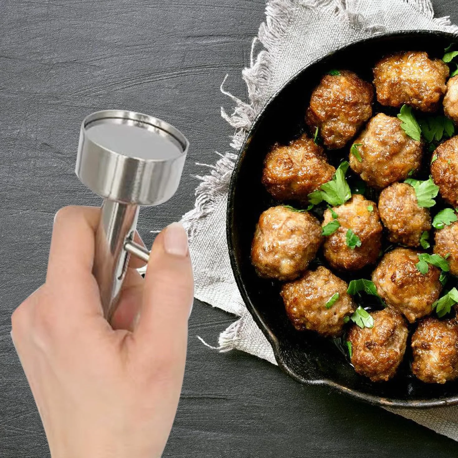 Paletta per Falafel Falafel Maker: YIDM Porzionatore di Falafel, Riutilizzabile Paletta per Falafel, Spessa falafel Maker Scoop, Acciaio Inox Paletta per Falafel per Fare Falafel/Polpette