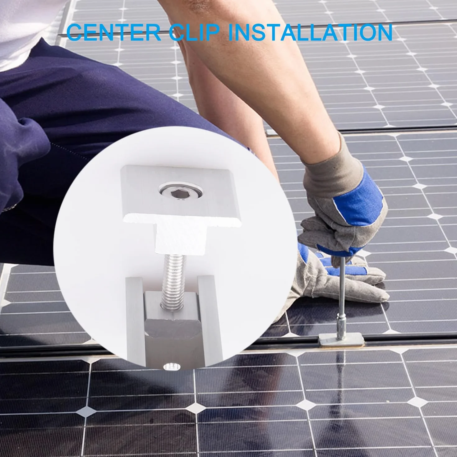 FLYAMAPIRIT Set di supporti per pannello solare in lega di alluminio fotovoltaico (6 guide da 300 mm + 4 morsetti terminali + 2 morsetti centrali) per 2 moduli solari PV