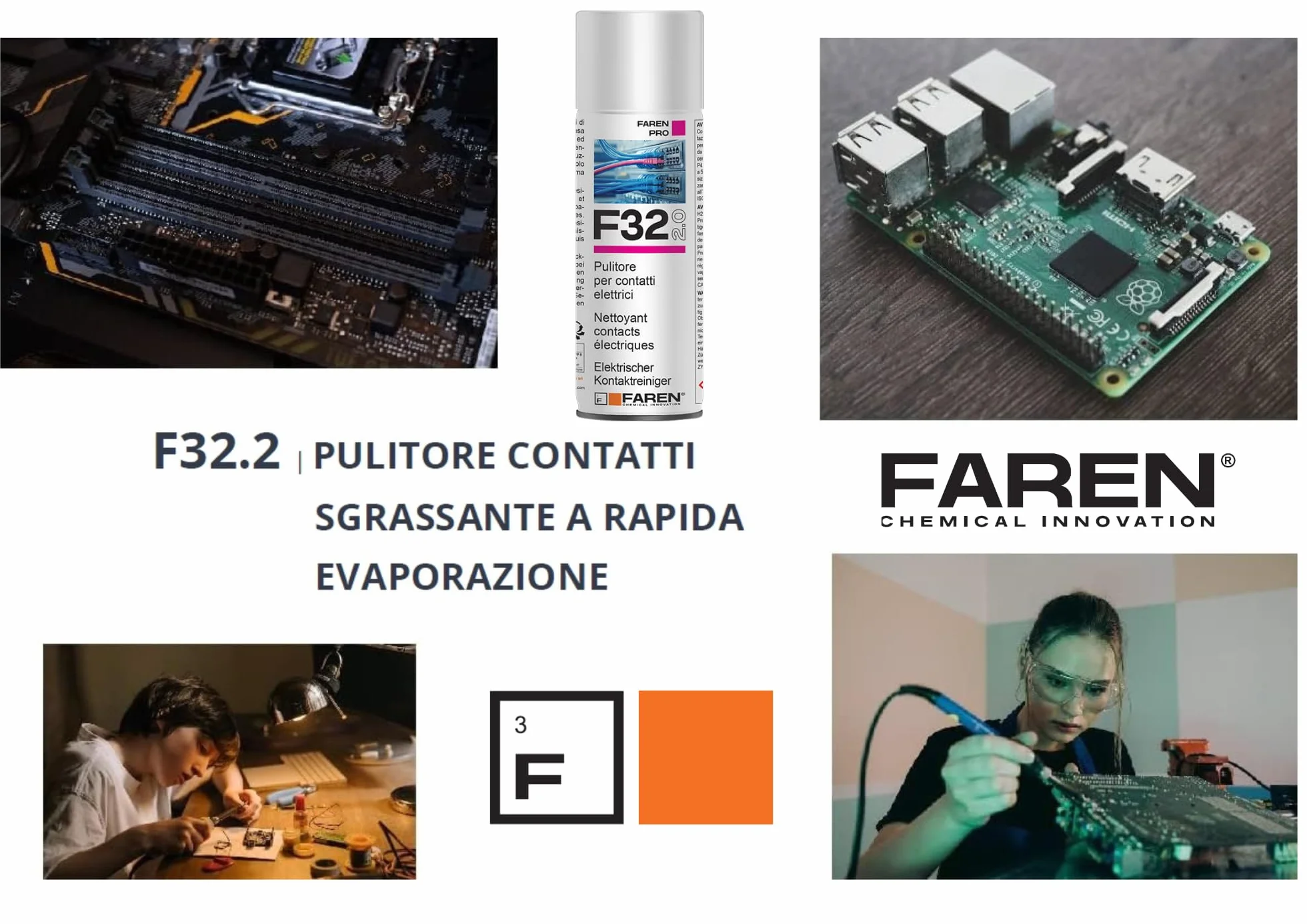 Faren F32 Pulitore per Contatti Spray Sgrassante Rapida Evaporazione 400ml