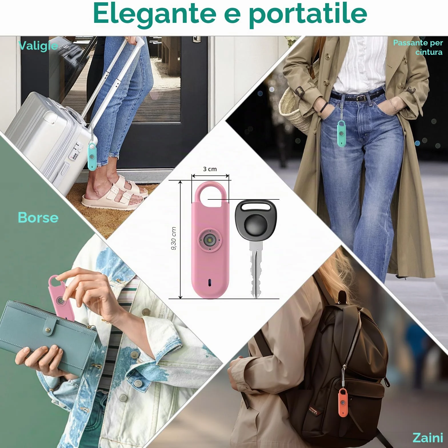 Fauxomor Allarme Personale per Donna, 3 Pezzi 140dB Portachiavi Autodifesa con Avviso di Batteria Scarica e Luce Stroboscopica, Kit Difesa Antiaggressione per Bambini/Ragazze/Anziani(Rosa+Blu+Nero)