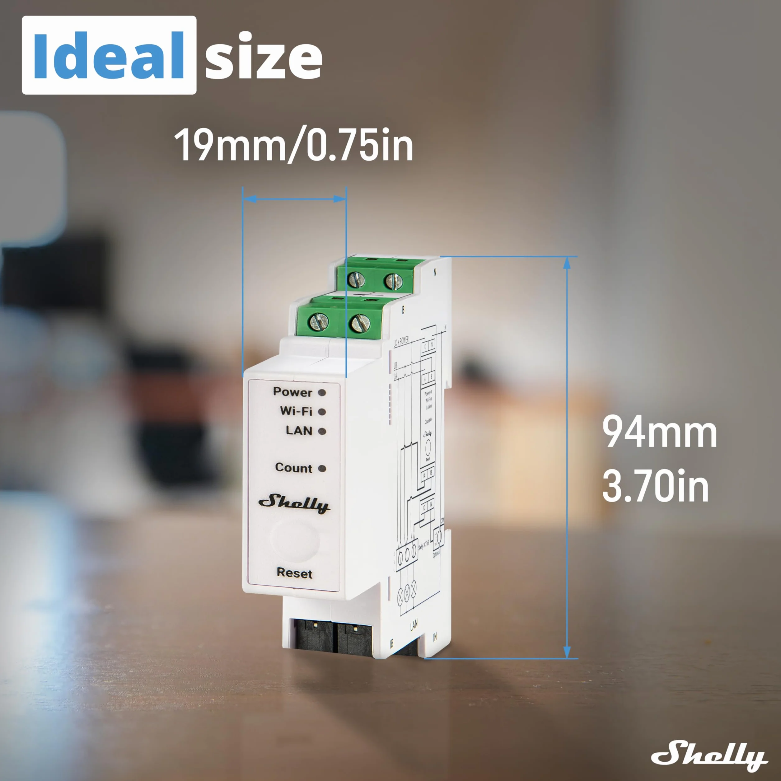 Shelly Pro 3EM-3CT63 Contatore di Energia Intelligente WiFi LAN Trifase 63A Monitoraggio Solare Rete