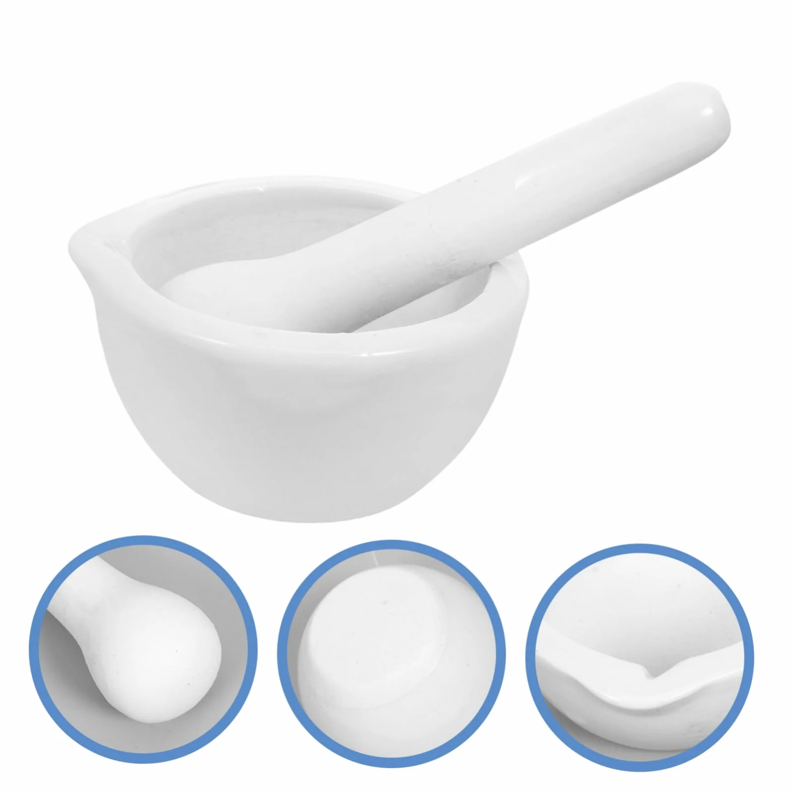 Garneck Mini mortaio in porcellana con pestello, piccolo mortaio da 60 mm, ideale per macinare spezie ed erbe aromatiche, con pratico beccuccio per una facile maneggevolezza