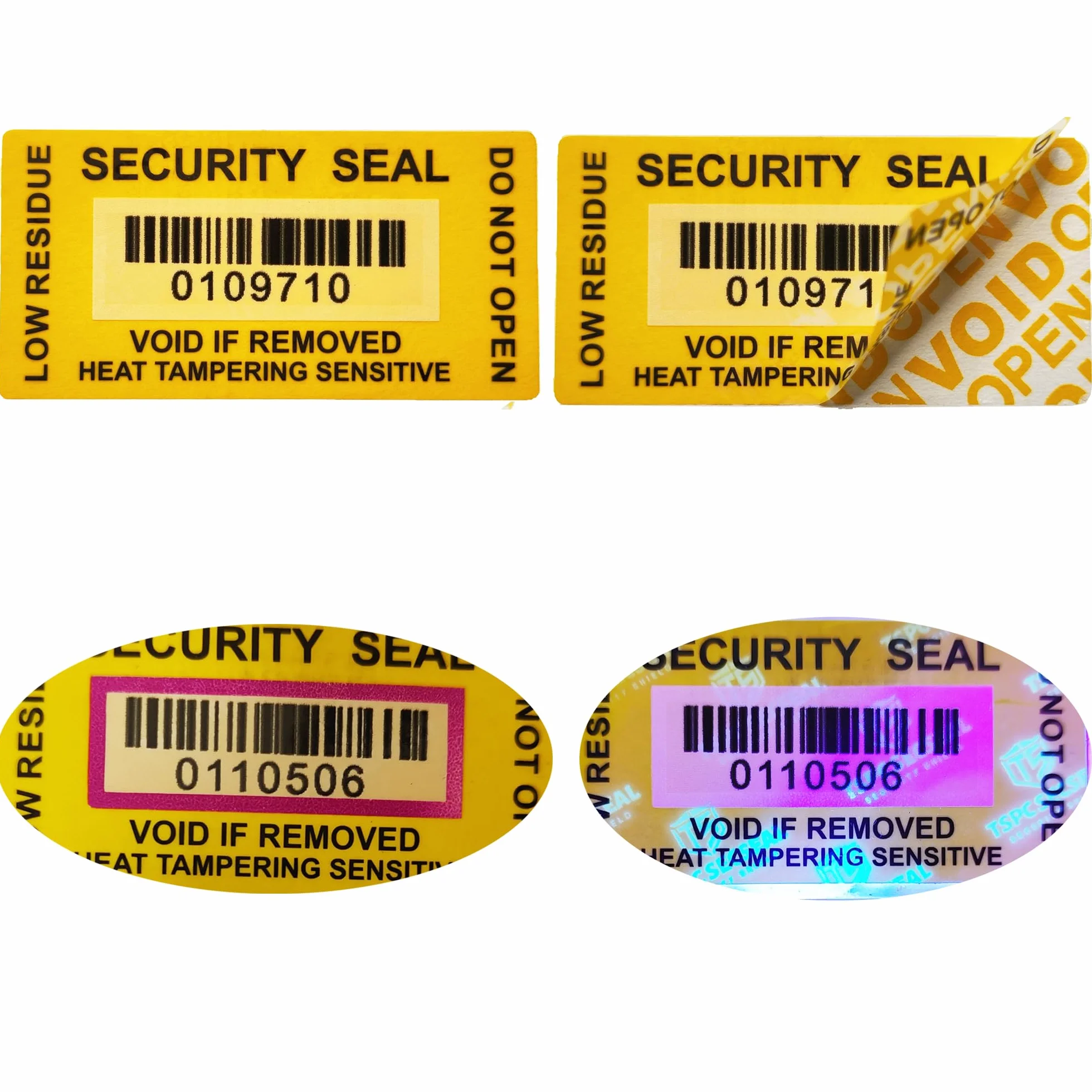 100 pezzi 25x50 mm Manomissione Termica Marchio Fluorescente Basso Residuo Antimanomissione Evidente Anticontraffazione A Prova di Manomissione Etichette Sigilli(Numero di Serie)