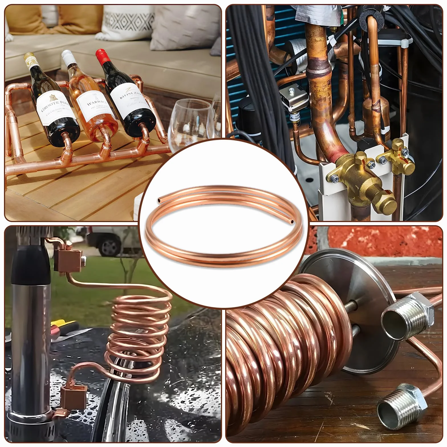 LALAGO Tubo di rame morbido OD 8mm ID 6mm, Lunghezza 1,5m, Tubo rotondo in rame, Materiale morbido per la tecnica della refrigerazione, generatori, barre di distribuzione