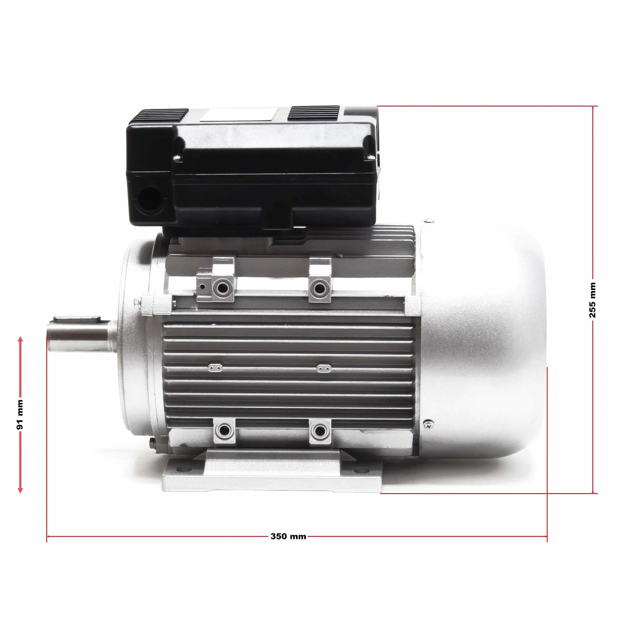 Wiltec Motore elettrico monofase 2 poli 230 V 1,5 kW, condensatore di avviamento 2850 giri/min, avvolgimento in rame