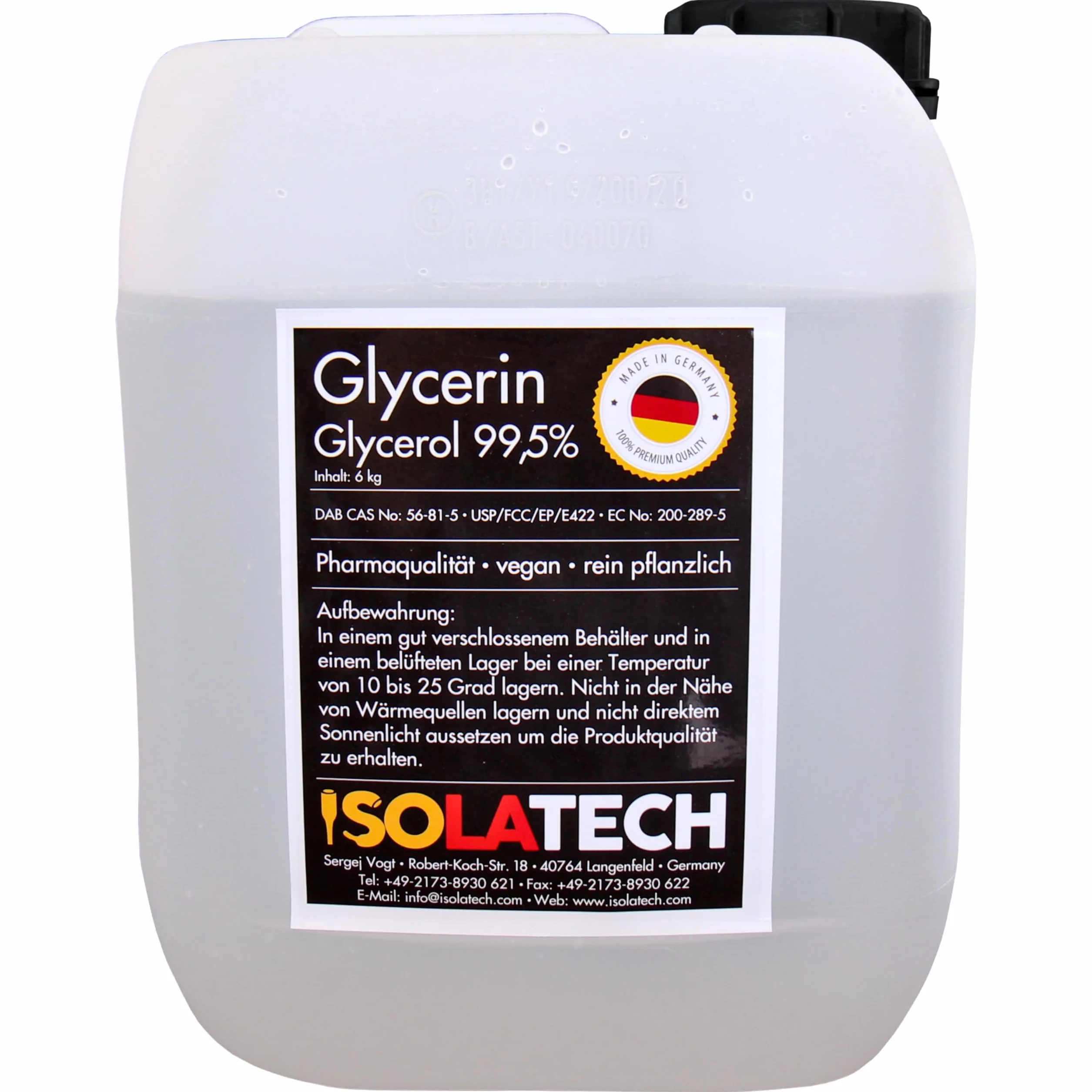 Glicerina 99,5% Grado Farmaceutico Vegetale Pura 5L (6kg)