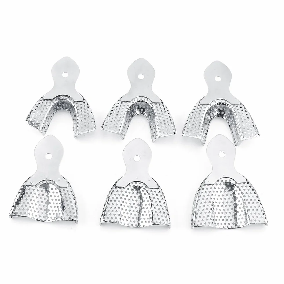 Vassoi Dentali per Impronte in Acciaio Set Morso Dentale Arco Completo Superiore e Inferiore Stampi Denti Inossidabile