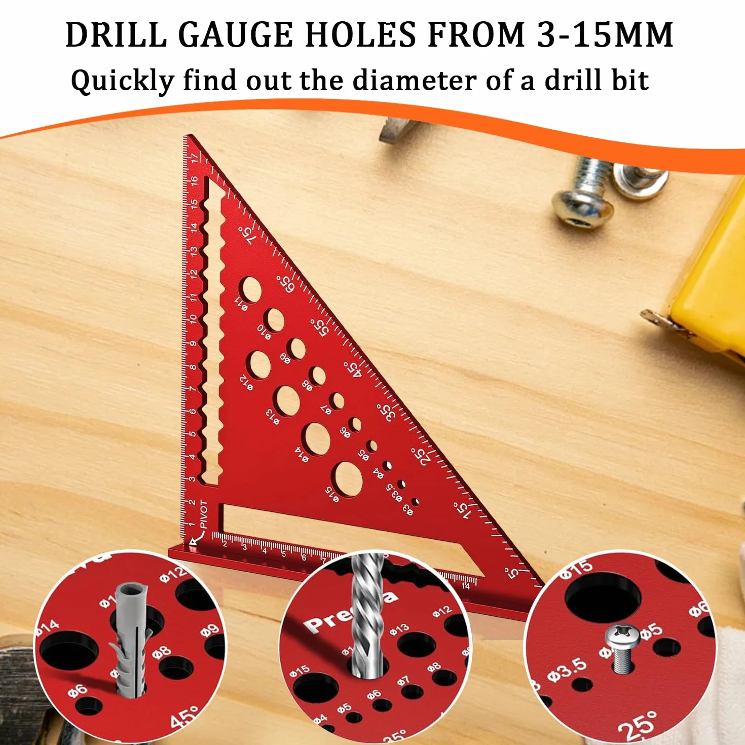 Righello Triangolare Metrico 17,8 cm Lega di Alluminio per Marcatura Angolare