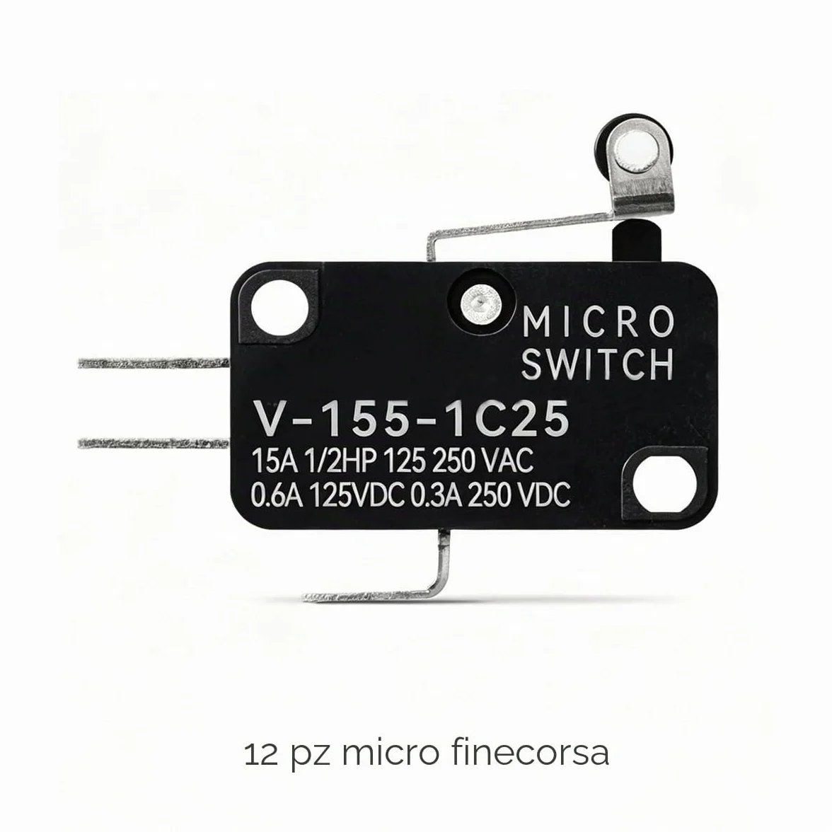 Gebildet 12pezzi Micro Interruttore Leva a Rullo, V-155-1C25 Finecorsa SPDT, 3Pin 2Posizione 1NO 1NC Mini Interruttore a Levetta, Braccio Pulsante Attuatore Momentaneo