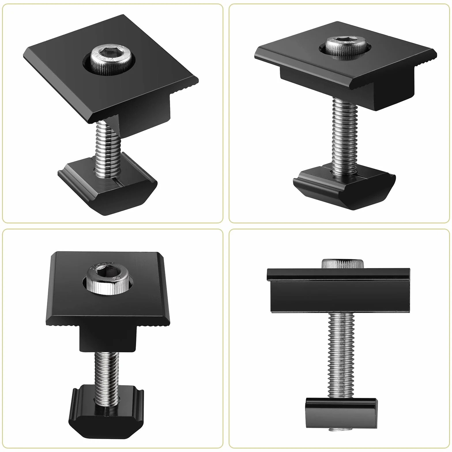 Anbte 10 Pezzi Staffa di Montaggio Pannelli Solari Morsetti T Nero 40mm