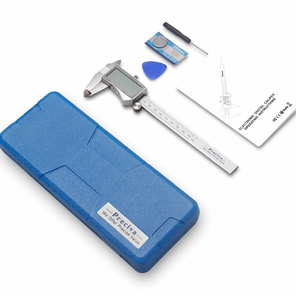 Preciva Calibro Digitale 150 mm 6 Pollice Elettronico Acciaio Inossidabile Resistente Agli Schizzi LCD Schermo Grande