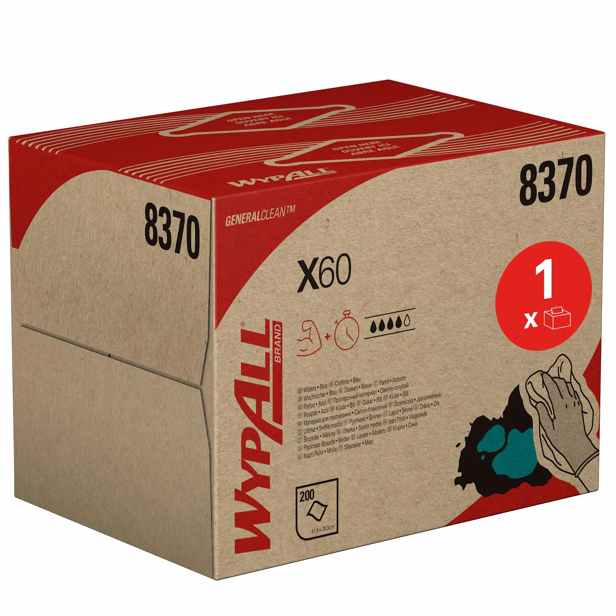 Kimberly Clark WypAll X60 General Clean 8370 1 BRAG Box 200 panni per la pulizia