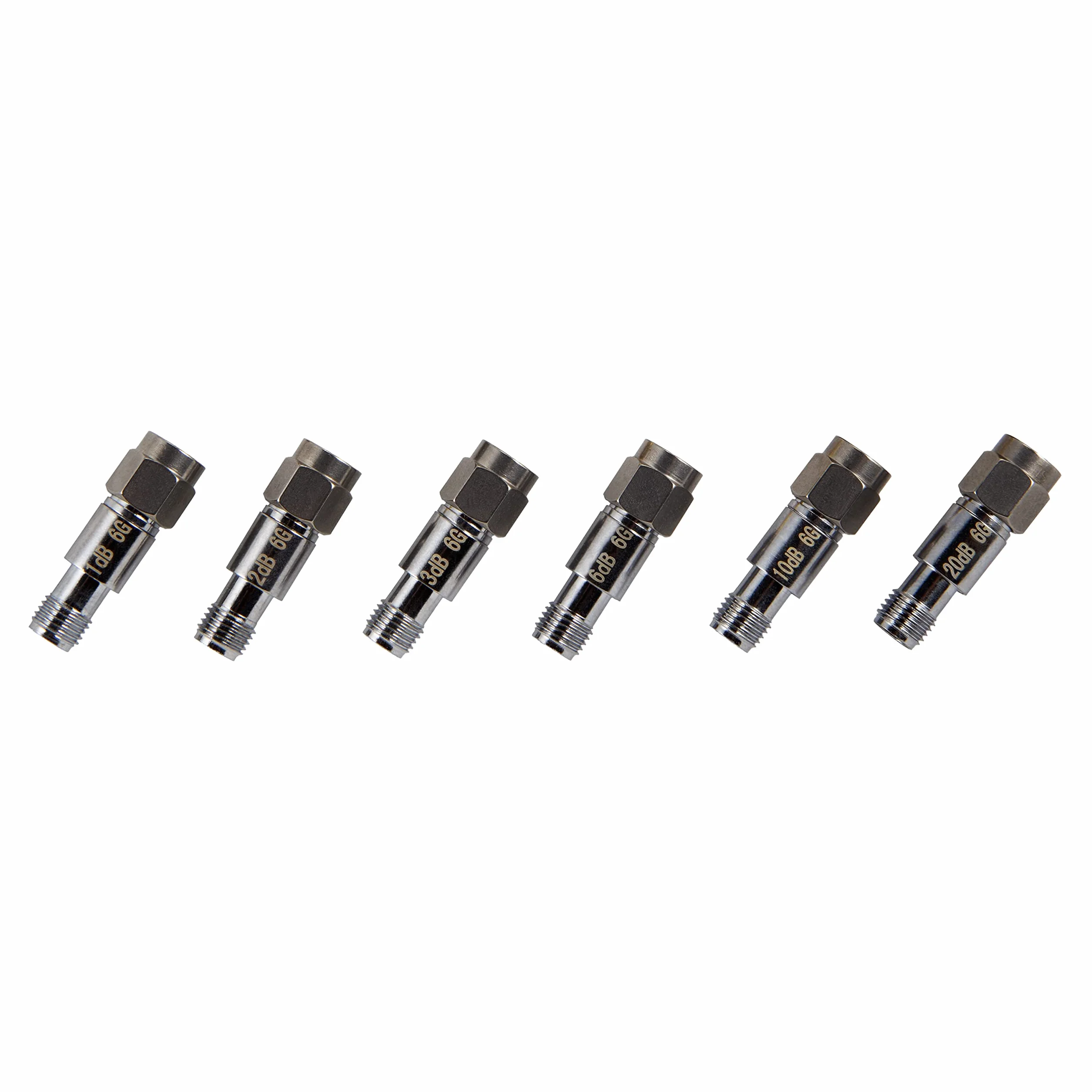 NooElec Kit Attenuatore SMA - Bundle di 6pc 2W 50 Ohm Attenuatori in Linea. Attenuazione Altamente Lineare da 1 Db a 42 Db in Incrementi di 1 Db. Adattatori da 1dB, 2dB, 3dB, 6dB, 10dB e 20dB Inclusi