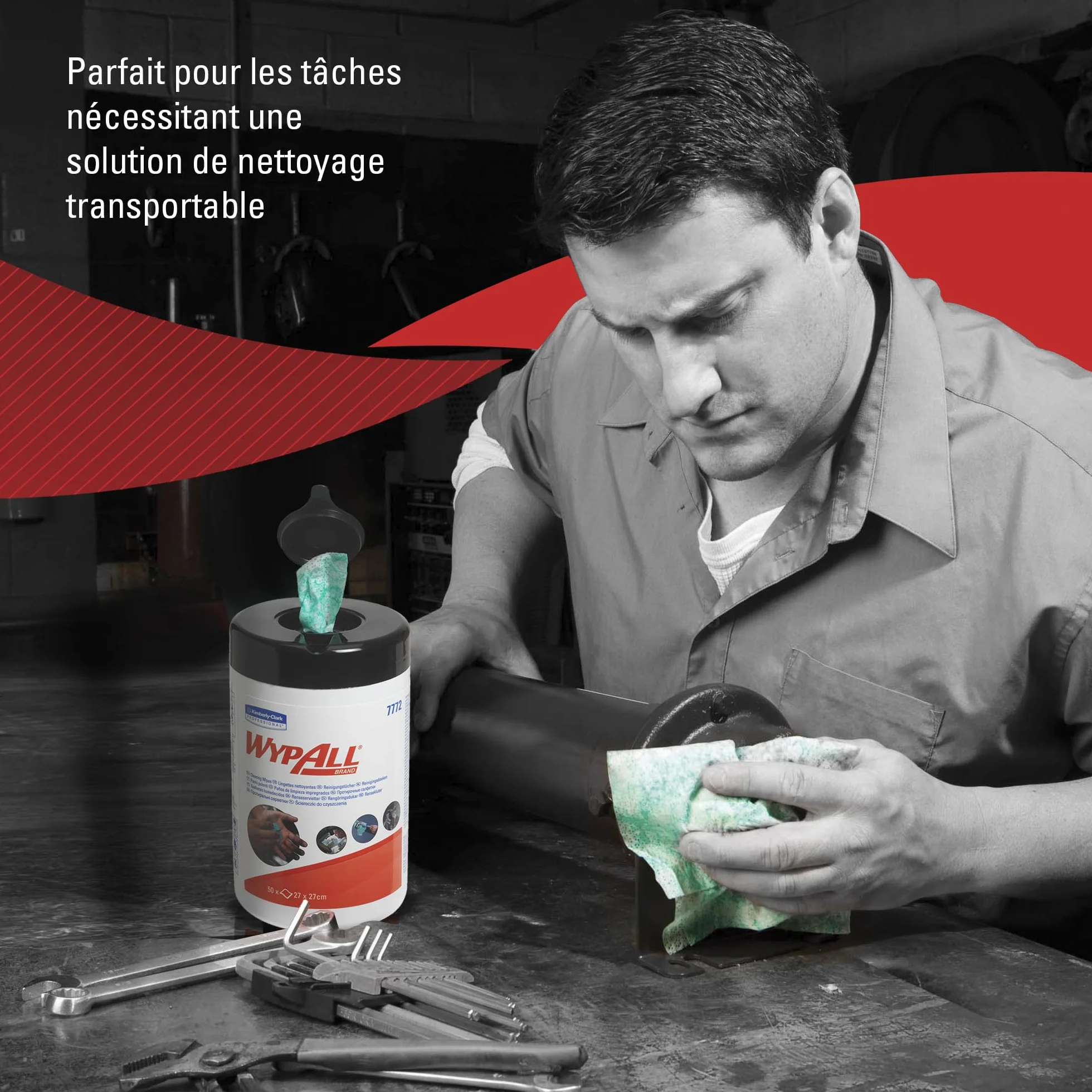WypAll 7772 panni per la pulizia industriale 1 strato pre-impregnati 6x50 salviette (300)