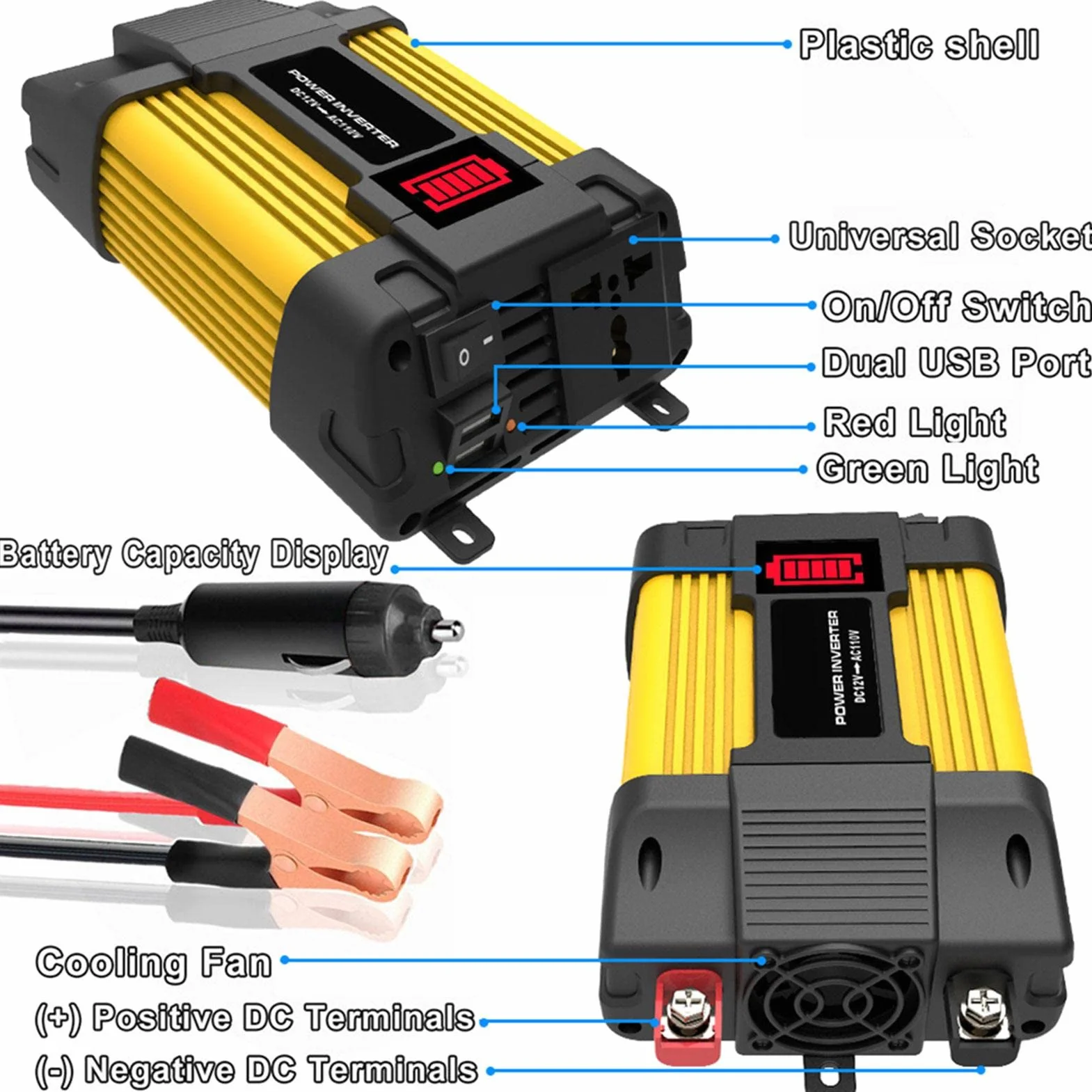 Impianto solare completo 4000 W, kit indipendente dalla rete, 1 inverter con morsetto per batteria + pannello solare 18 W, 18 V, 18 V, regolatore