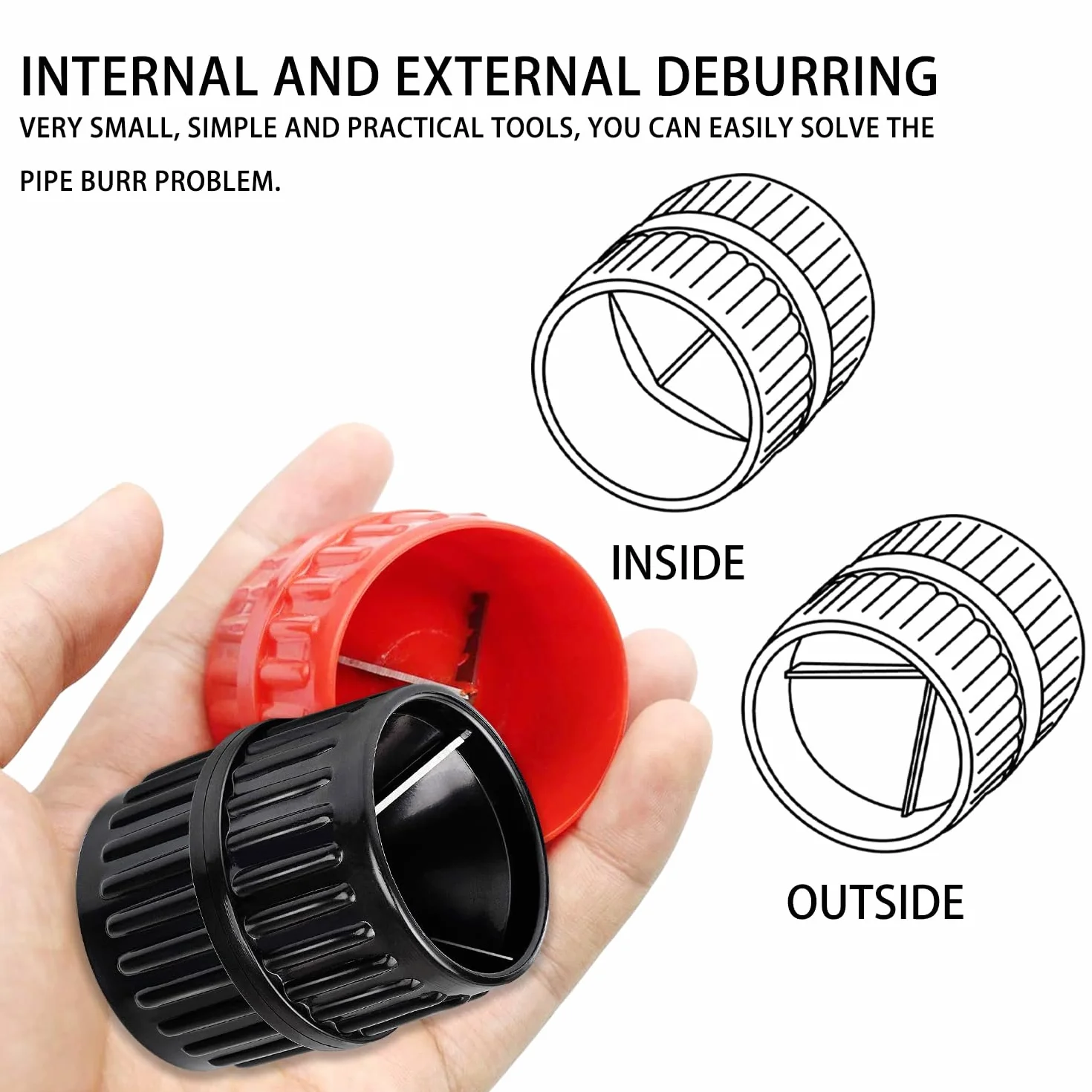 Sbavatrice per Tubi 5-38MM 2 Pezzi Nero Rosso Rame PVC Multistrato