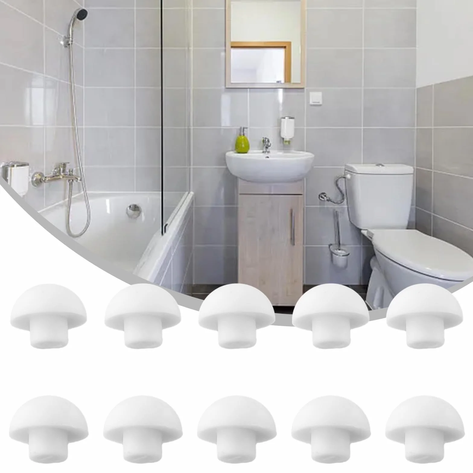 Cuscinetti Paracolpi Bianchi per Sedile WC in ABS e TPE, Set da 10 Pezzi