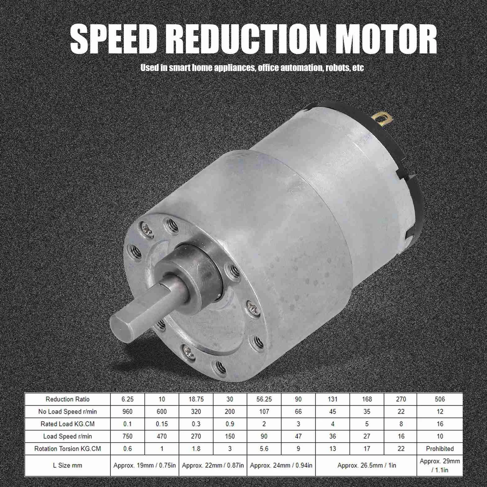 Motoriduttore DC 12V 66RPM con Albero 6mm, Motore in Filo di Rame Riduzione Velocità CW CCW per Ventole Elettriche JGB37-520