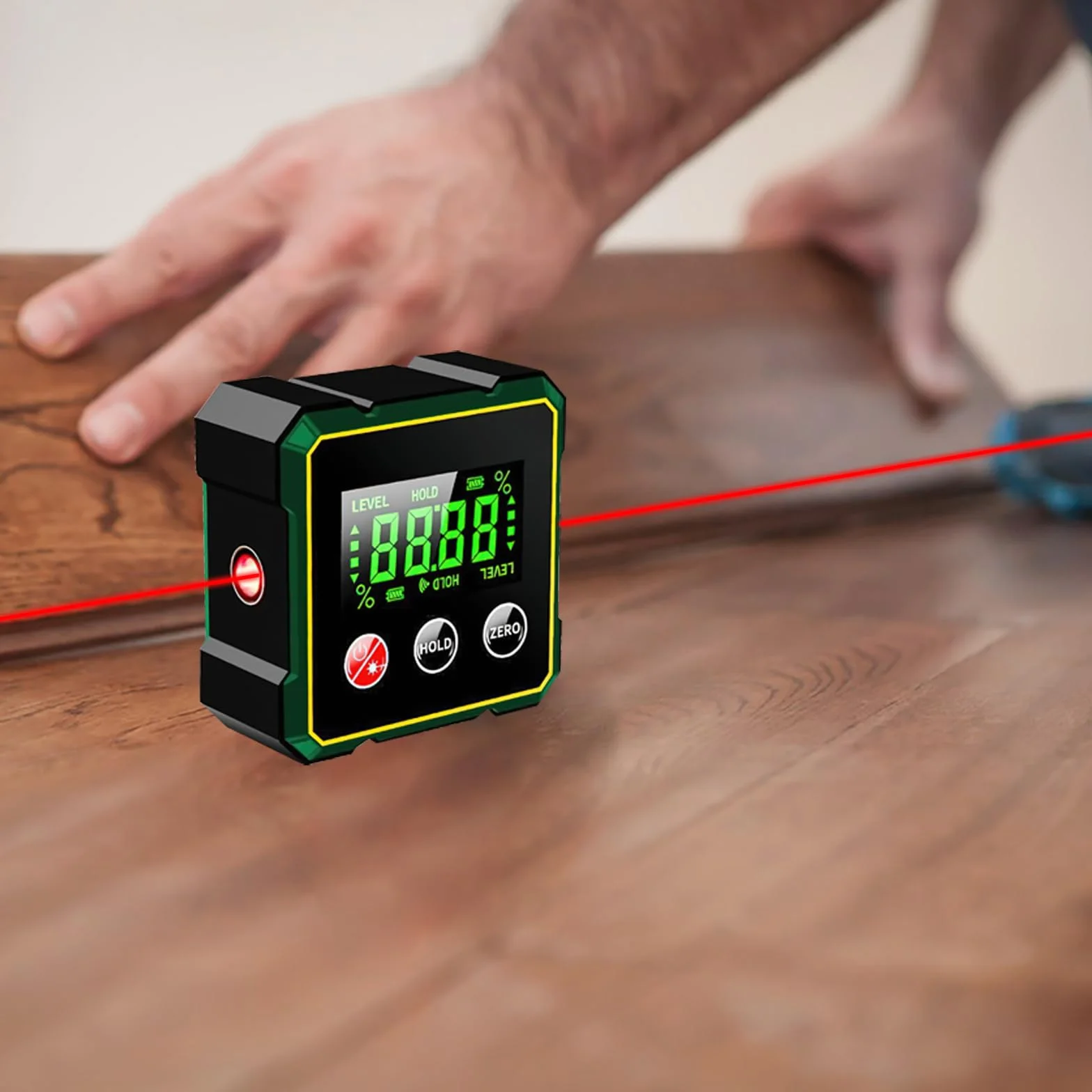 2 in 1 Digital Angle Finder Magnetico Laser Elettronico Misuratore di Angolo Magnetico Ricaricabile 4 Lati Inclinometro Trasportatore Retroilluminato LCD