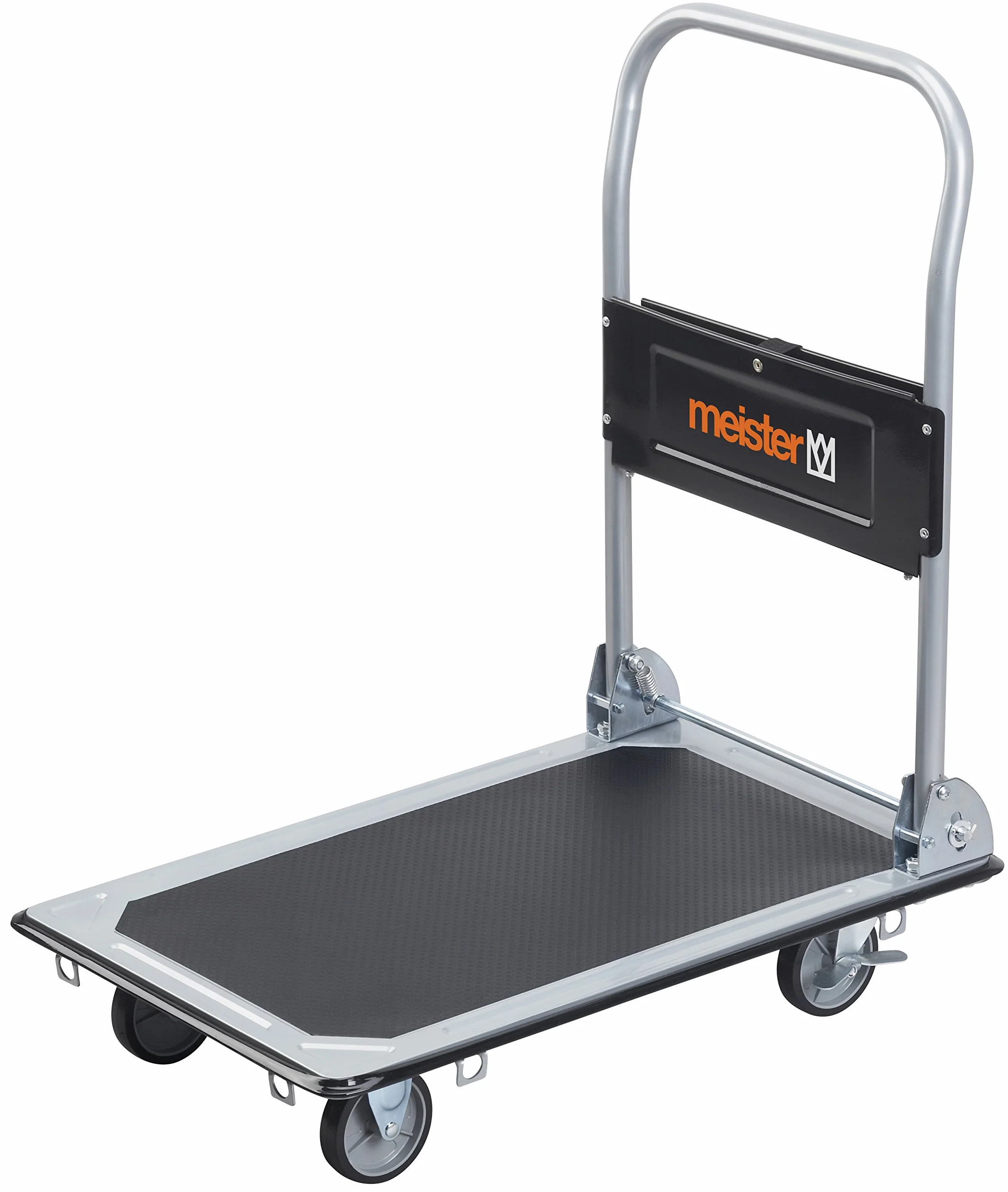 Meister Carrello piattaforma pieghevole - Portata 150 kg - Freno stazionamento / Trasporto ruote girevoli / Pacchi antiscivolo / Carrello acciaio pieghevole / 8985530
