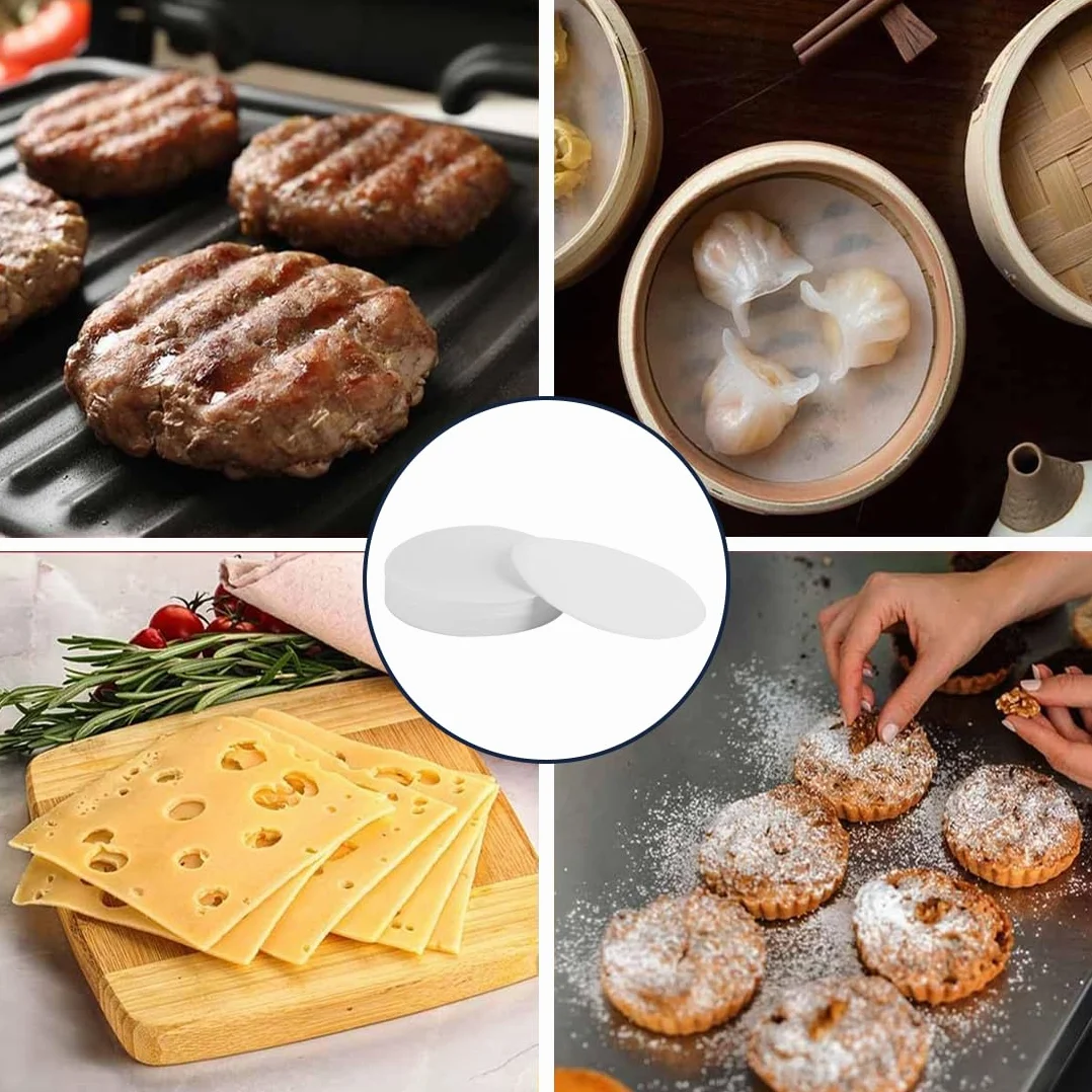 500 Fogli di Carta da Forno per Pressa Hamburger, Carta per Hamburger, Carta Antiaderente per Piccoli Hamburger e Pressa per Patty, Divisori per Hamburger Rotondi 11 cm