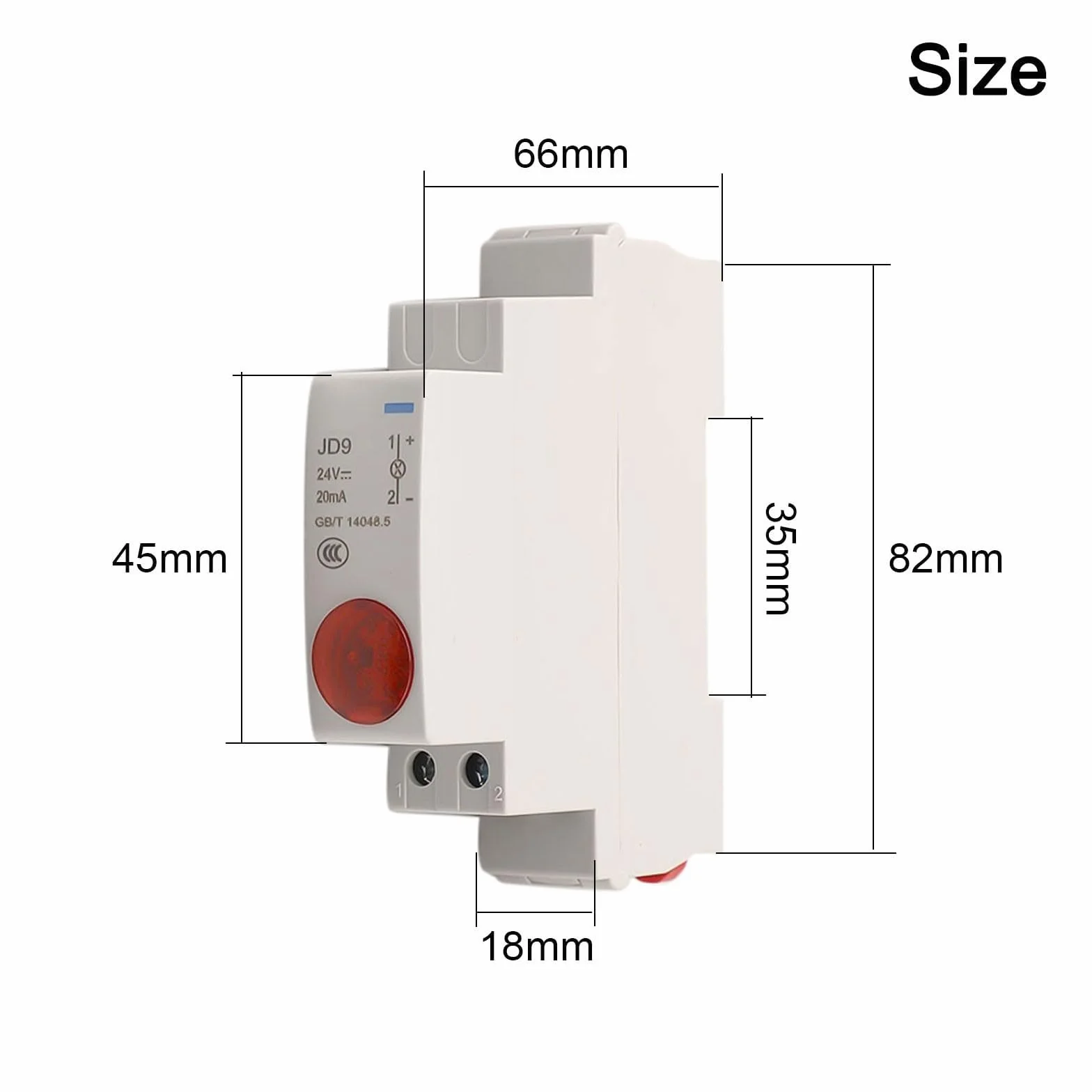 JD9 Serie Din Rail Mount Lampada di Segnale 24V AC DC Indicatore Luce Con Lunga Durata Per Controllo Industriale E Per Applicazioni Segnali Pilota (Rosso)