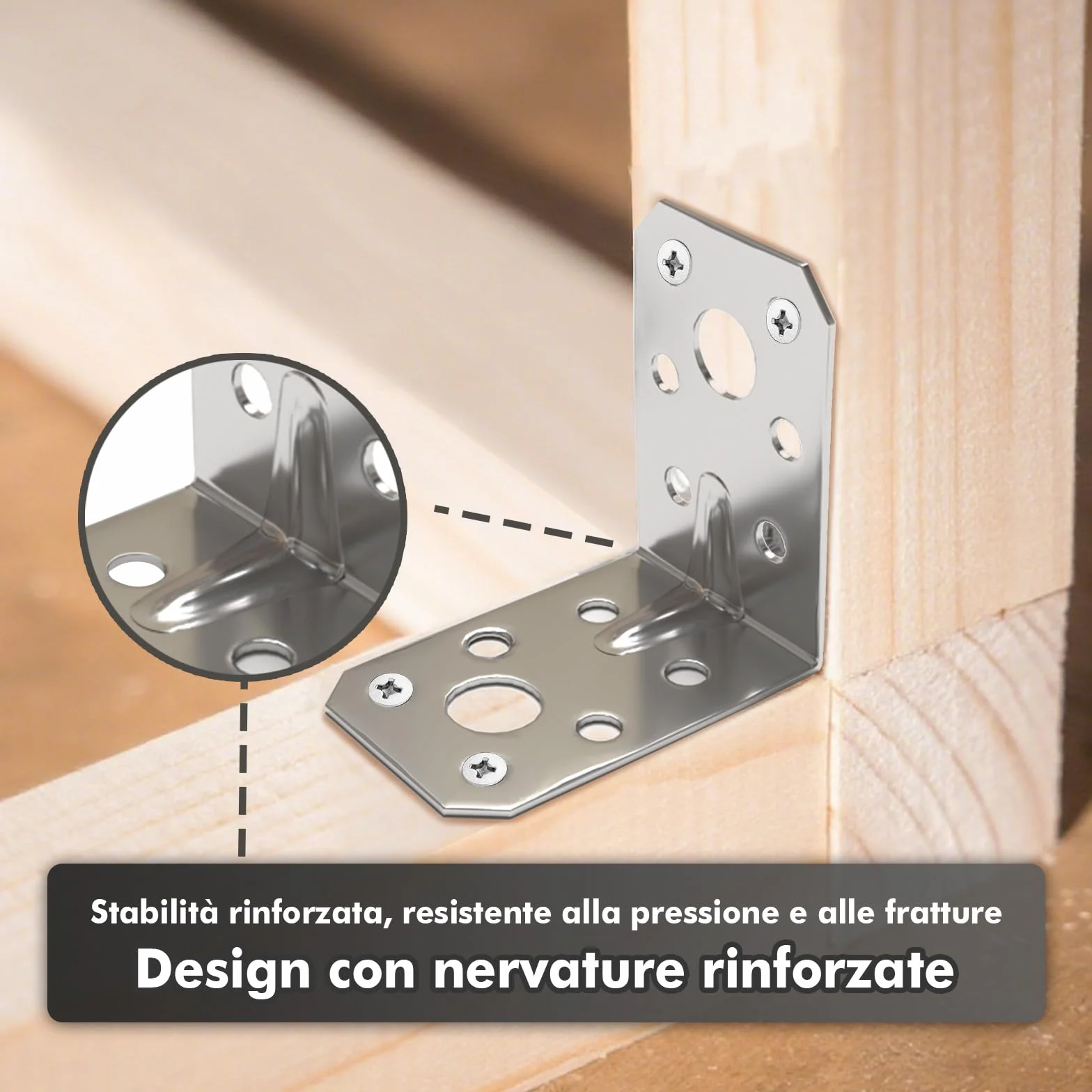 Shinfly 12 connettori angolari 105 x 105 x 90 mm, spessore 2,5 mm, zincato