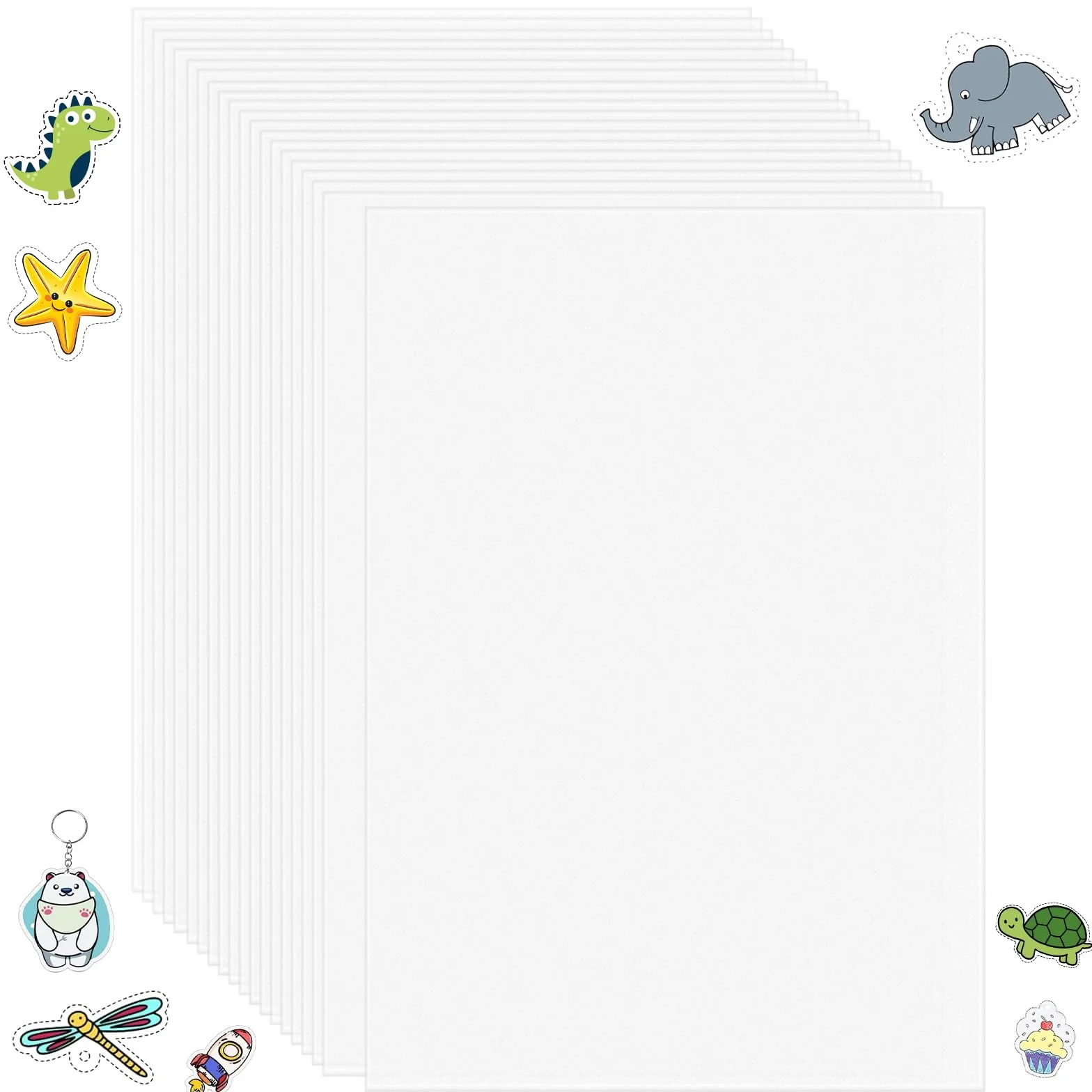 Plastica Termoretraibile A4 (20x29cm) 20 Fogli - Shrink Plastic Stampabile, Carta Termoretraibile, Schrumpffolie per Portachiavi, Artigianato (Stile 1)