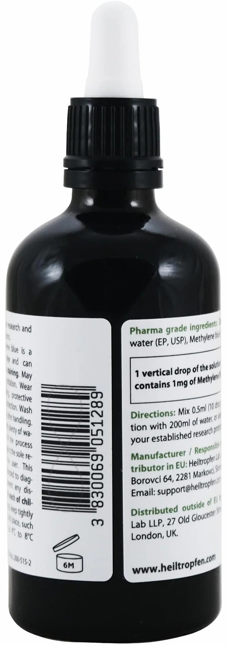 Blu di metilene 2% Soluzione 100 ml USP Grado farmaceutico Heiltropfen®
