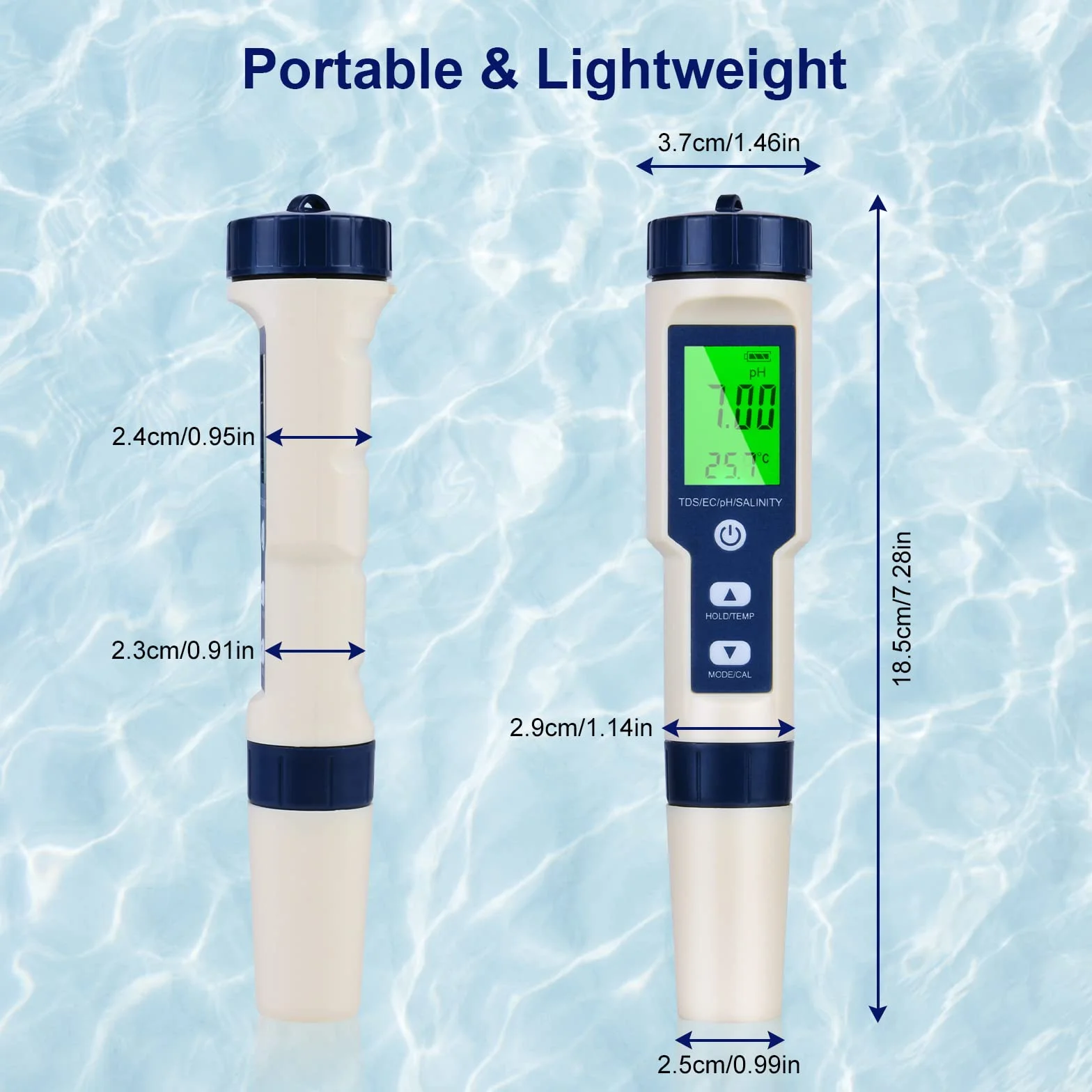 Flintronic Misuratore PH, 5 in 1 TDS/EC/Salinità/Temp/PH Tester Piscina, Misuratore Digitale PH, Automatica Compensazione della Temperatura, Accurata Display LCD, per Piscina, Spa
