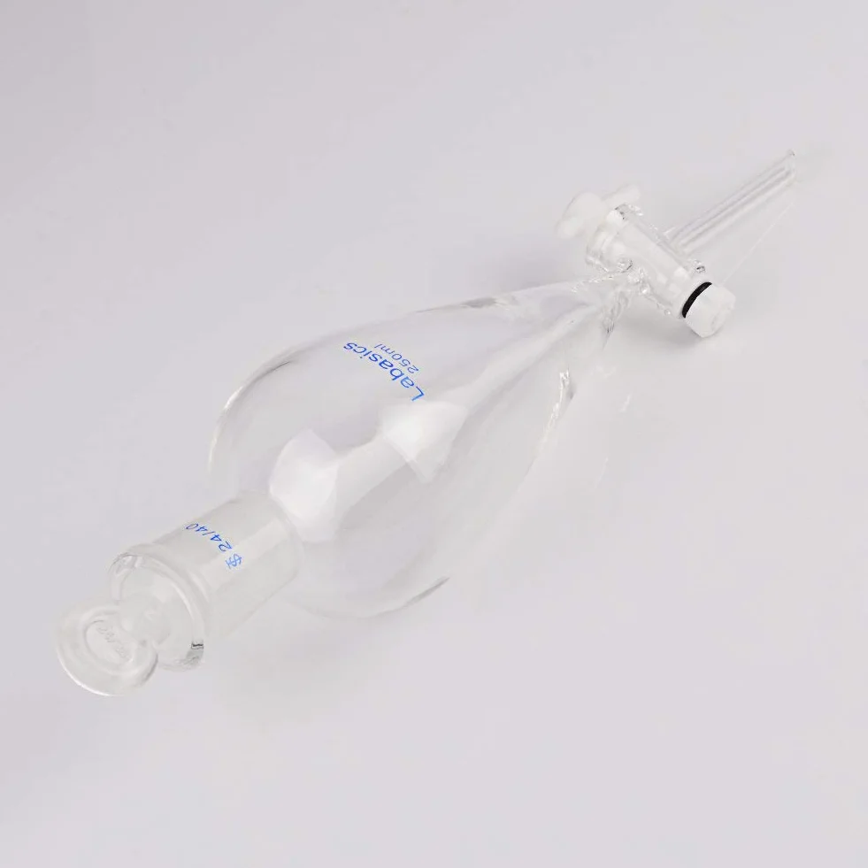 Labasics Imbuto Separatore Conico in Vetro Borosilicato 250ml con Rubinetto di Arresto in PTFE