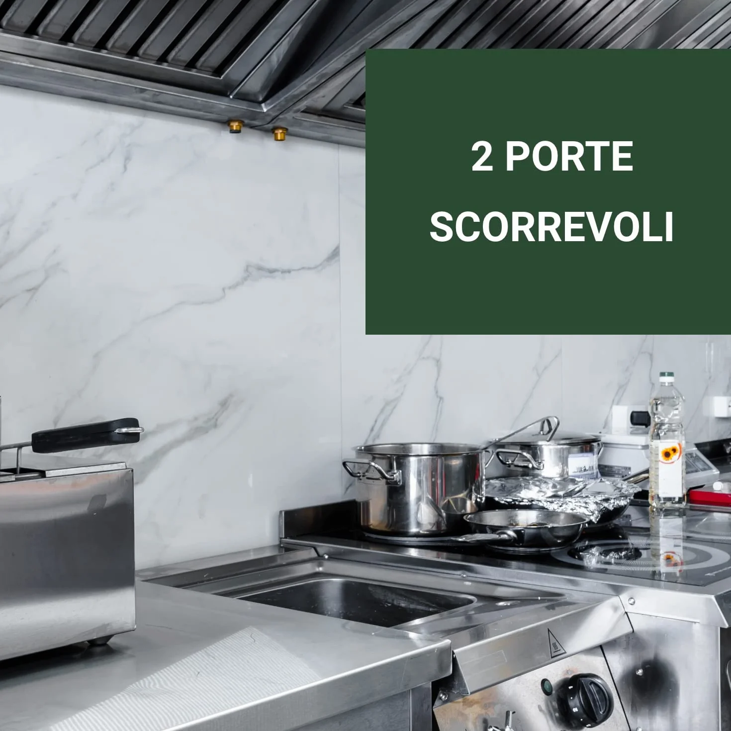 Ristoattrezzature Lavello Armadiato in Acciaio Inox - Professionale, per Cucine Ristoranti e Pizzerie - 2 Vasche 2 Porte Scorrevoli - 100x60x85h cm