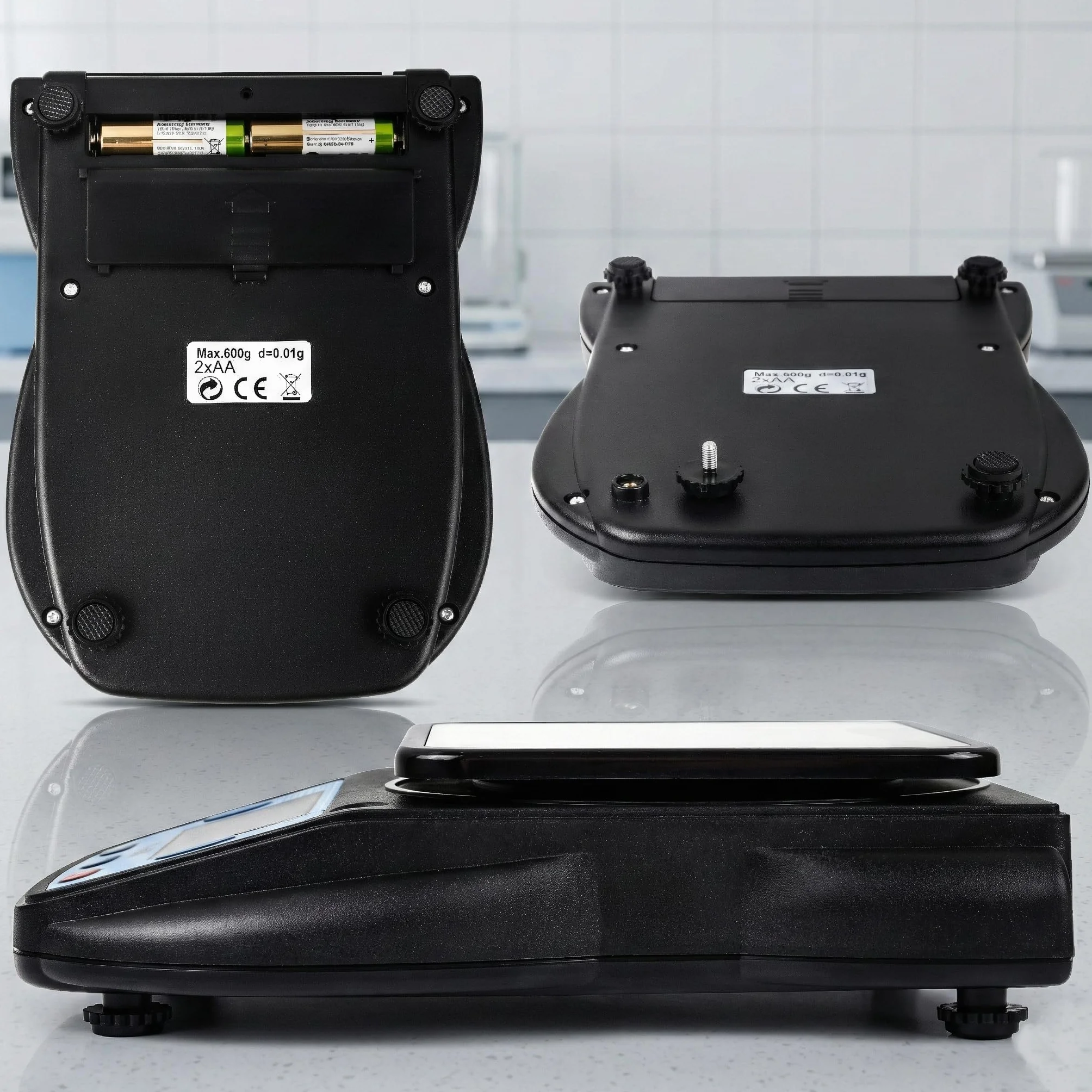 Eosphorus Bilancia Digitale di Alta Precisione 600g/0,01g con Piatto Quadrato, Bilancia Professionale per Laboratorio, Gioielleria e Monete, Funzione Tara, Doppia Alimentazione USB/AC