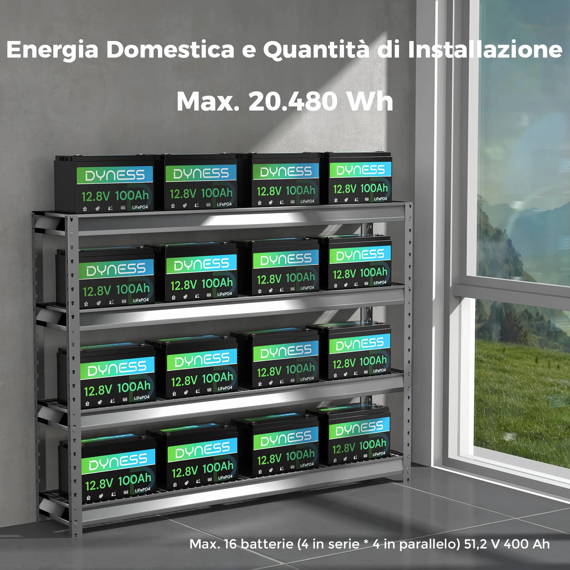 Dyness Batteria Litio 12V 100Ah LiFePO4 a Ciclo profondo con 100A BMS, Protezione Dalle Basse Temperature, Max. 15000 cicli, per Camper, Impianti Solari off-grid, Fotovoltaico Accumulo