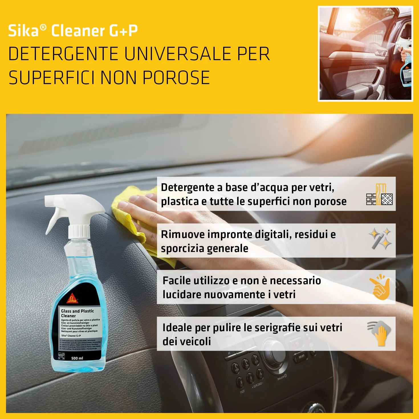SIKA Sika Cleaner G+P Sgrassatore spray per vetro e plastica 500 ml
