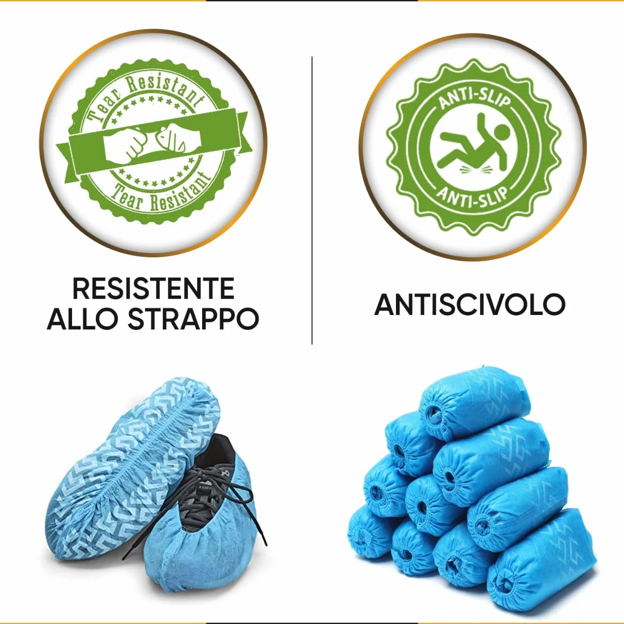 Copriscarpe Monouso PP 100 Pezzi Antiscivolo, Copri Scarpe Usa e Getta per Casa Laboratorio Cliniche Ospedali