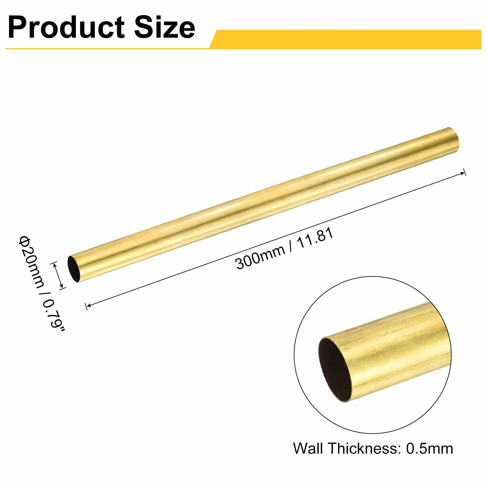Tubo rotondo in ottone H62 diametro esterno 20mm spessore parete 0,5mm lunghezza 300mm senza saldature precisione