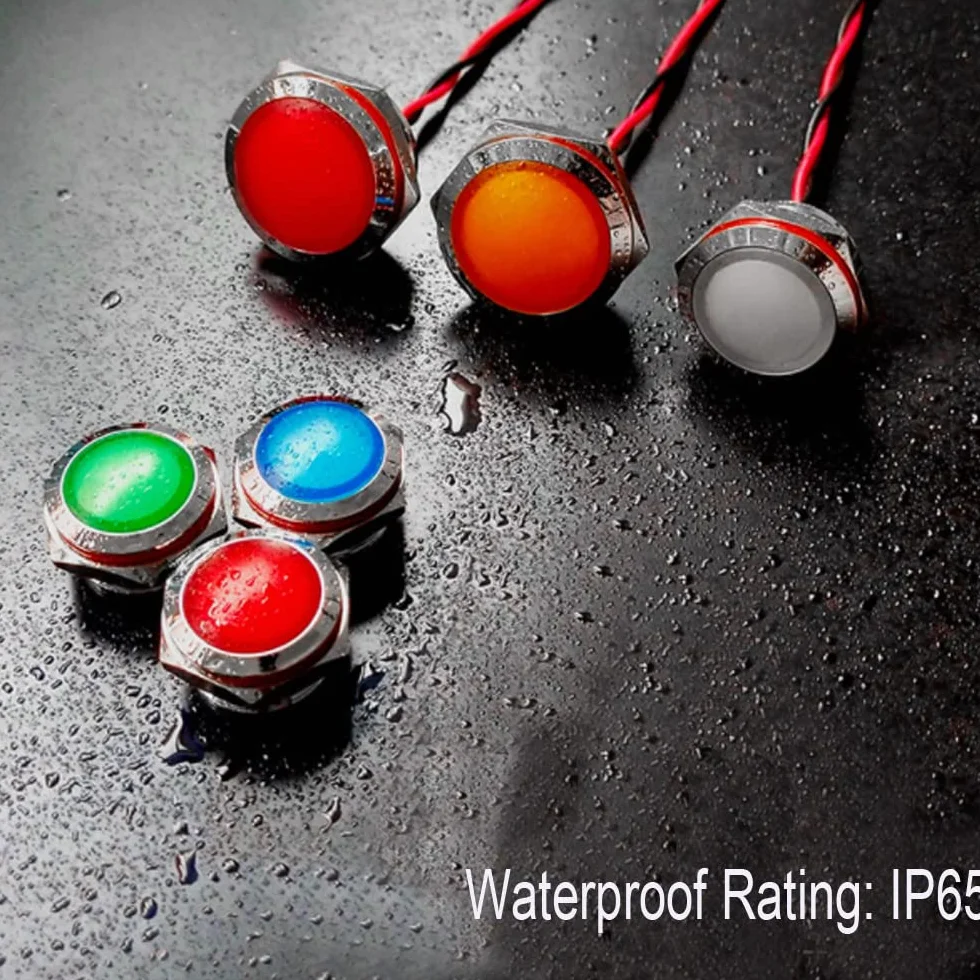 Gebildet 4Pezzi AC/DC 12-24V 20mA Indicatore di Risparmio Energetico Indicatore Luminoso in Metallo Lampada di Segnalazione Impermeabile Dimensione del Foro 16mm LED Arancia (Testa Sferica)