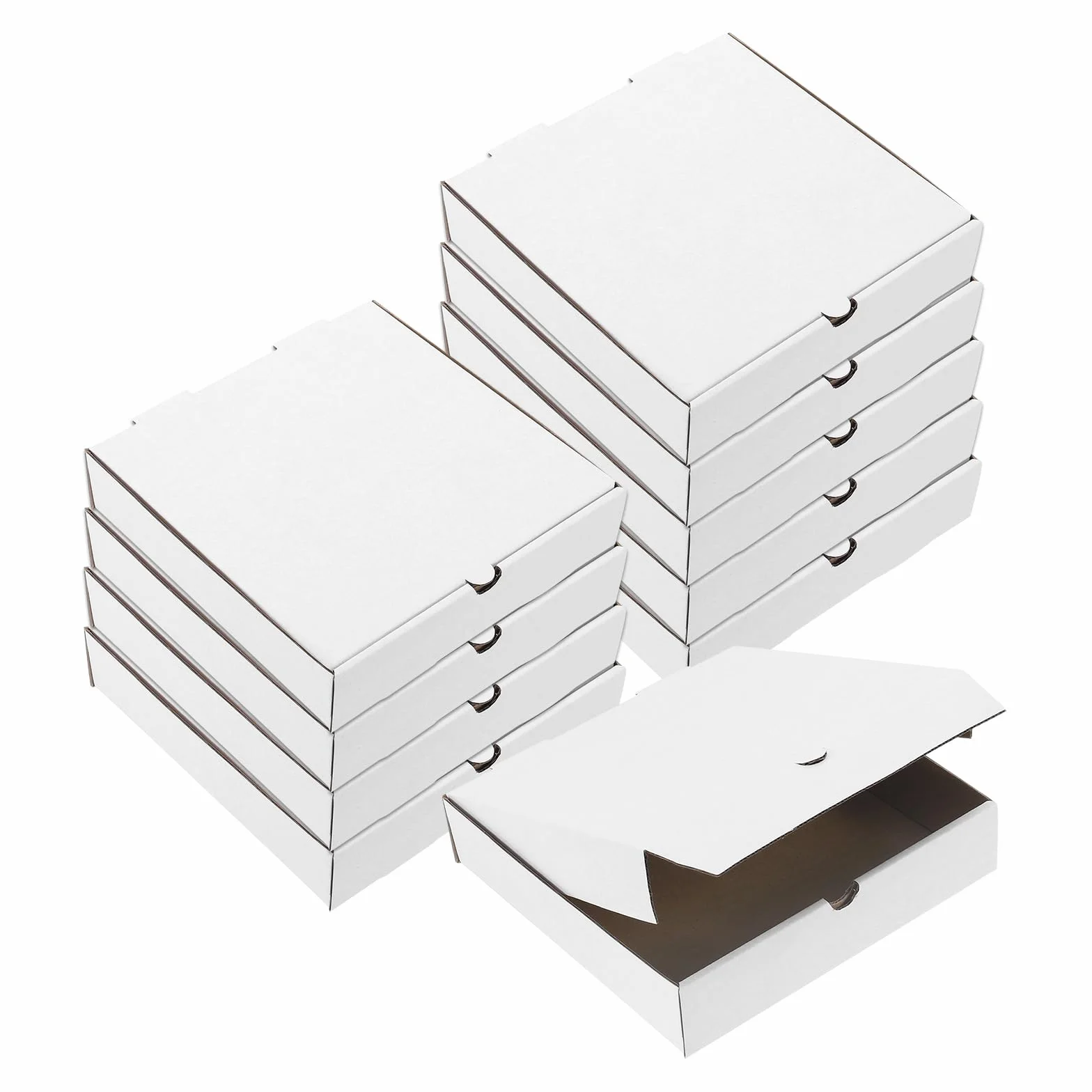 QUARKZMAN Scatola per Pizza 10pz 7x7 Pollici - Scatole Mini in Carta Pelle Vacchetta Contenitore Quadrato Corrugato Bianco