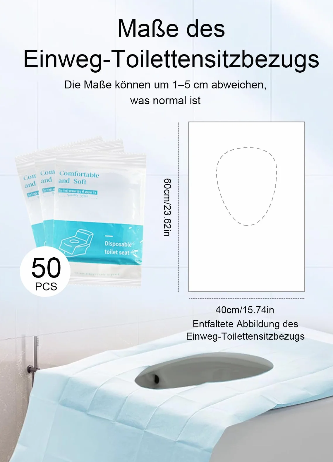 Copriwater monouso 50 pezzi per viaggi toilette pubbliche adulti bambini