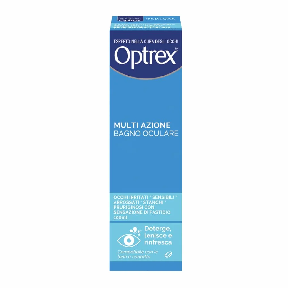 Optrex Multi Azione, Bagno Oculare con Estratti Naturali per Occhi Rossi, Stanchi e Irritati 100ml
