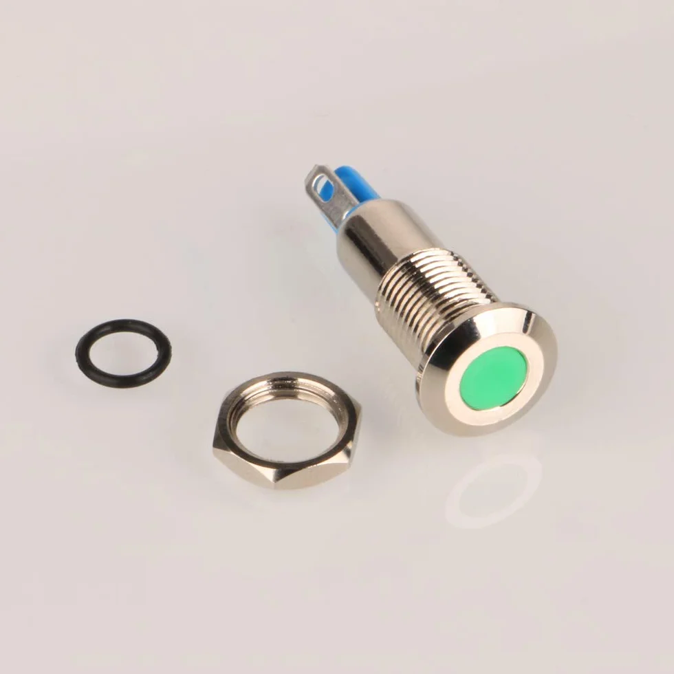 Gebildet 5pcs 8mm AC/DC 12-24V Acciaio Inossidabile Indicatore LED Impermeabile Spia Luminosa(5 colori)