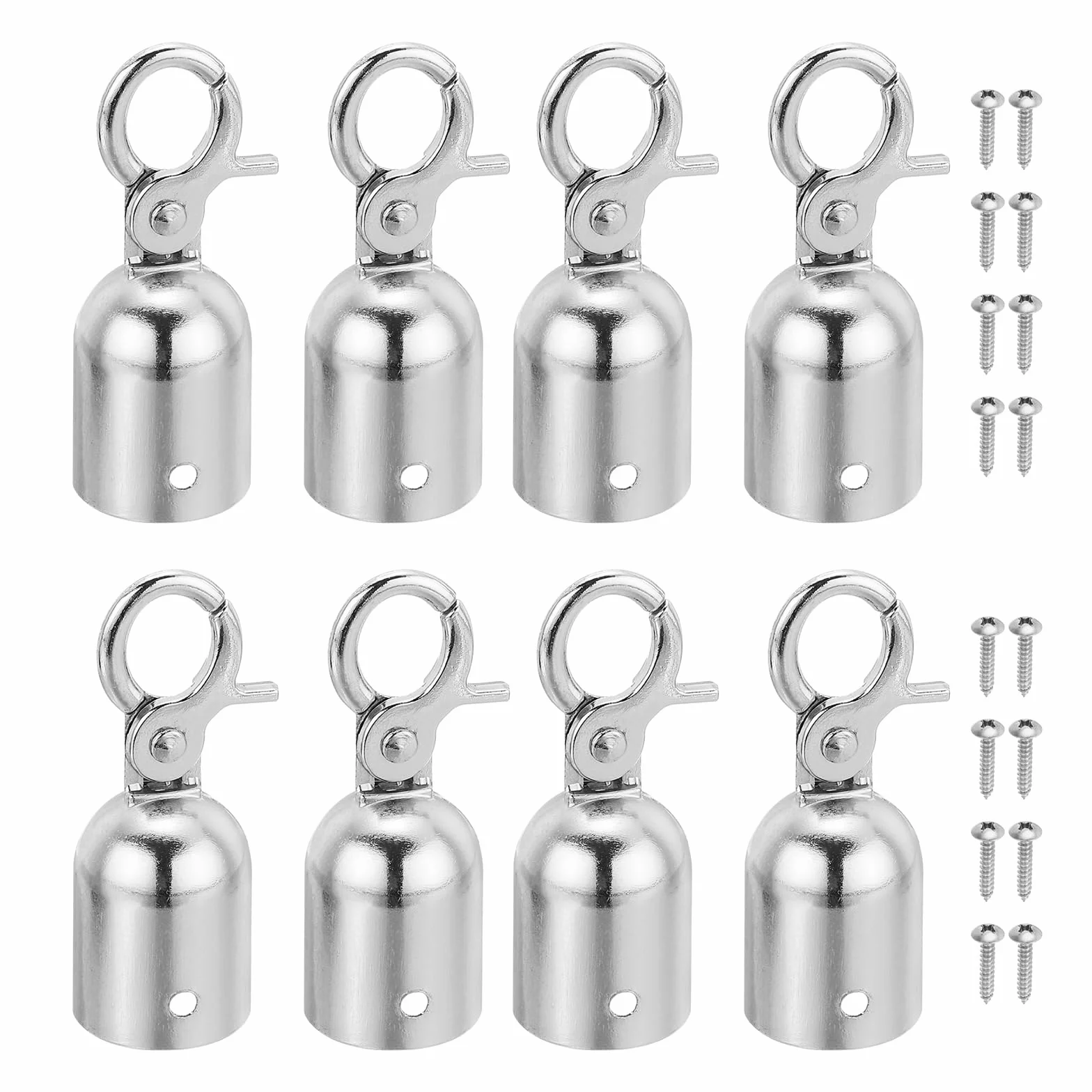 PATIKIL 28x76mm Fermacorda Per Paletti, 8Pz Corde in Velluto Ganci Baccello Per Estremità Corda Barriere Ganci Scatto Transenne Delimitazione Per Controllo Folla Divisori Coda, Argento