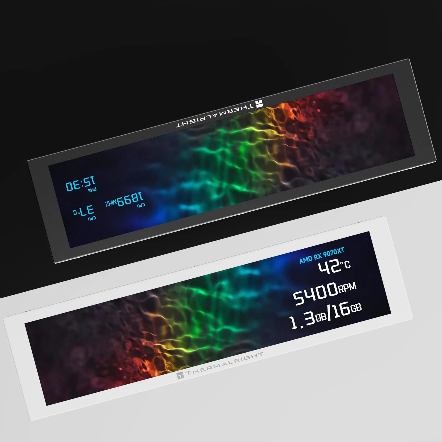 THERMALRIGHT Trofeo Vision 9.16 LCD Nero Display IPS magnetico da 9,16 pollici, risoluzione 1920x480, magnetizzato sulla superficie del telaio, visualizzazione DIY di immagini/video