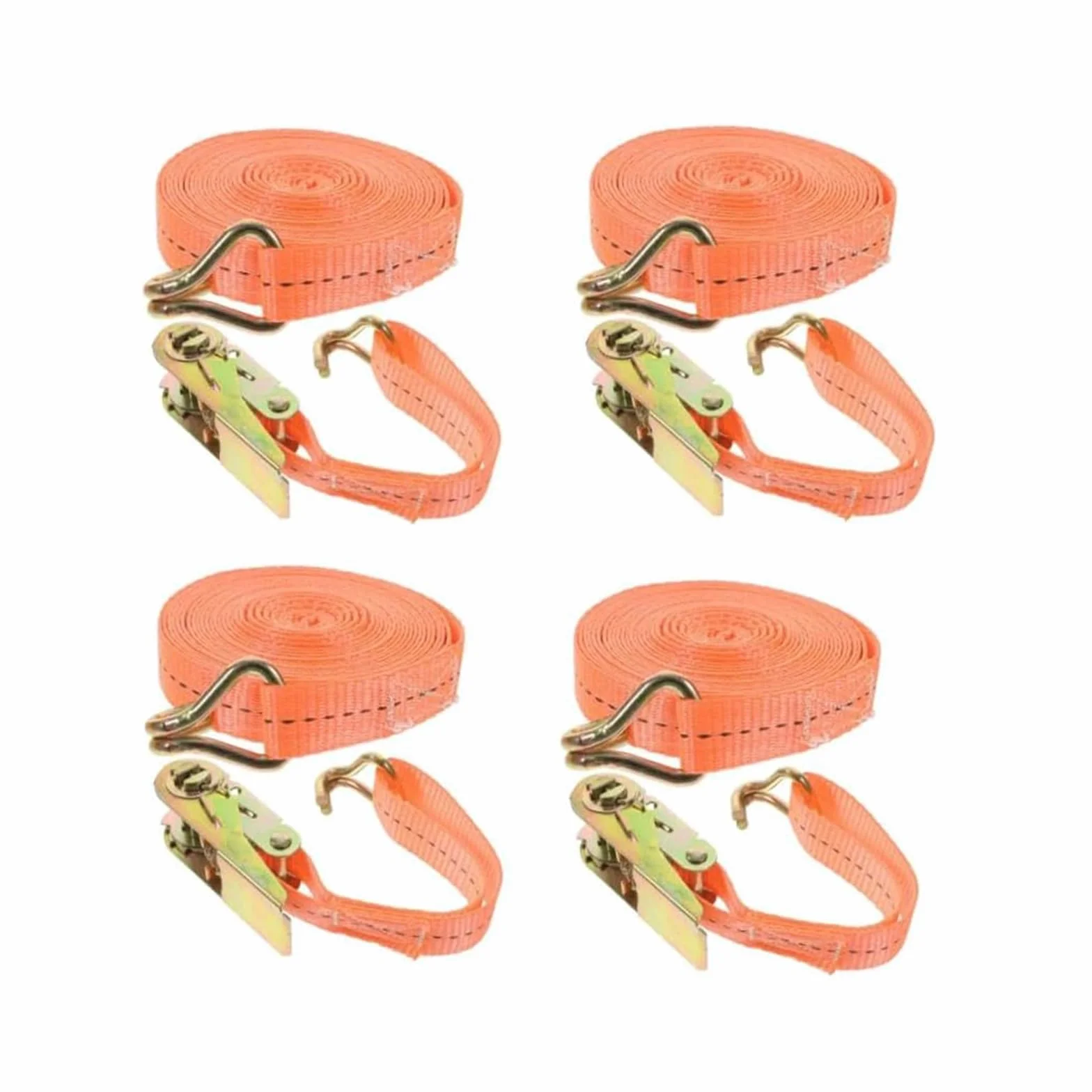 4 Pezzi Cinghie a Cricchetto Cinghia Fissaggio a Cricchetto Ratchet Lunghezza Con Doppio Gancio, Larghezza 25 mm Fino a 800 kg Cinghia a Crichetto Arancione, per Auto, Camion, Furgoni, Barche