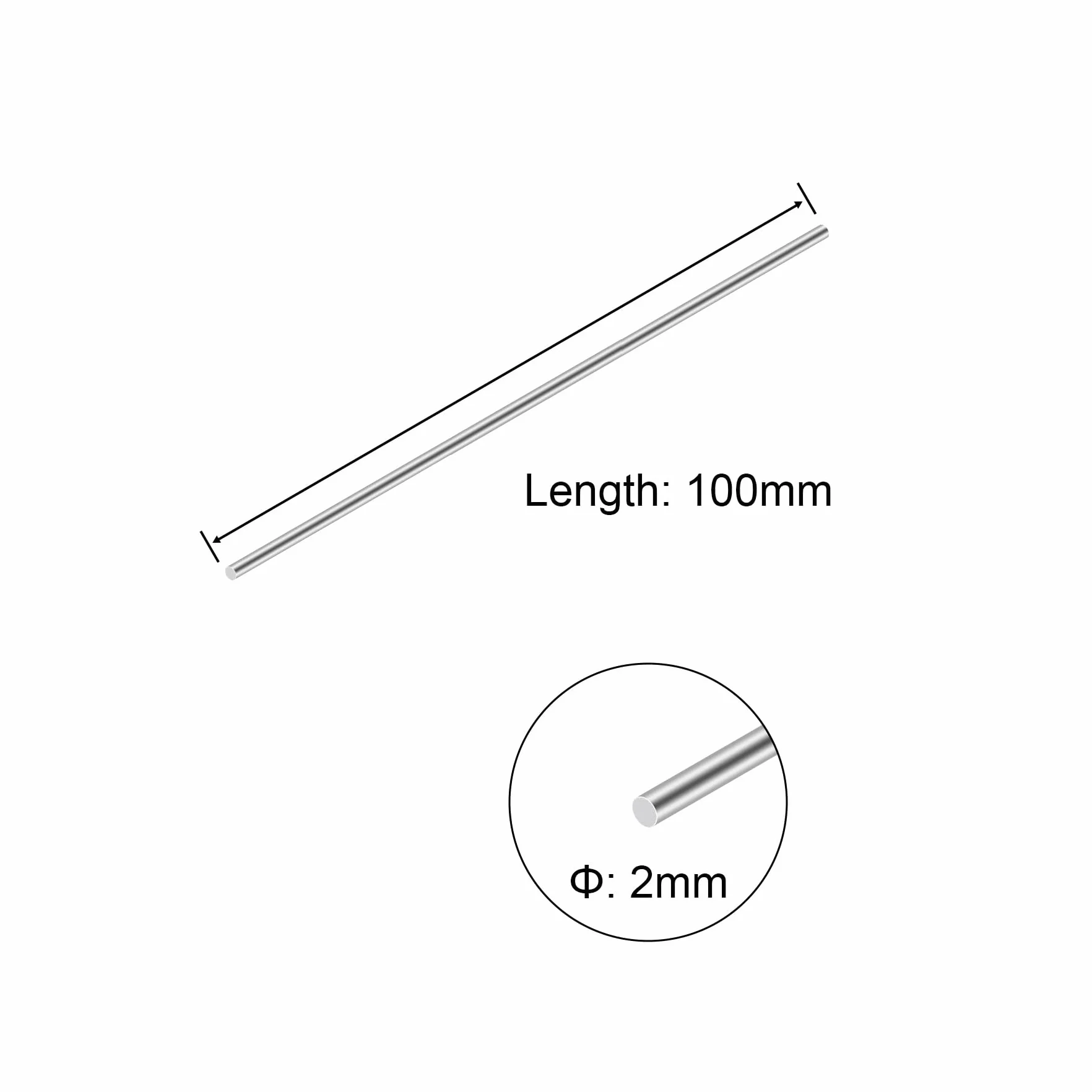 Barre in Acciaio Inox 304 2 mm x 100 mm 5 Pezzi per Modellini RC Fai da Te