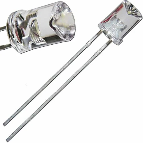 Set di 50 LED 5mm lente trasparente concava - BIANCO CALDO, diodo a emissione luminosa, cablato, diodo luminoso, come componente
