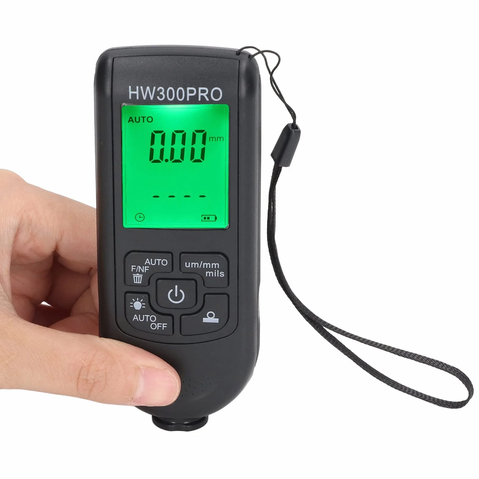 Spessimetro Vernice Digitale per Auto con Display LCD, Misurazione FE & NFE 0-2000 um, Risoluzione 1um Nero